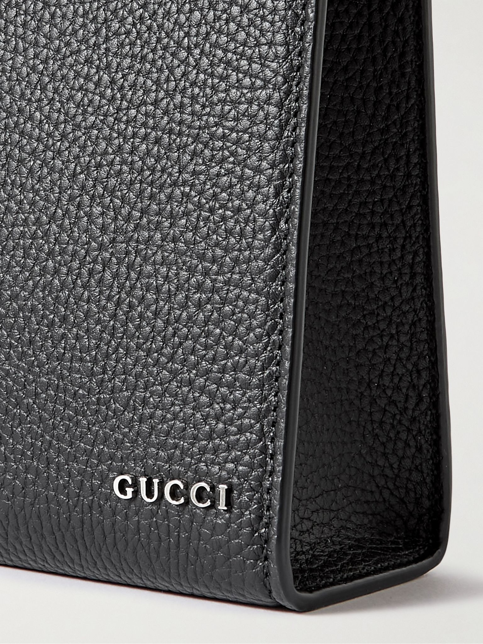 Logo-Embellished Full-Grain Leather Pouch Black - 4