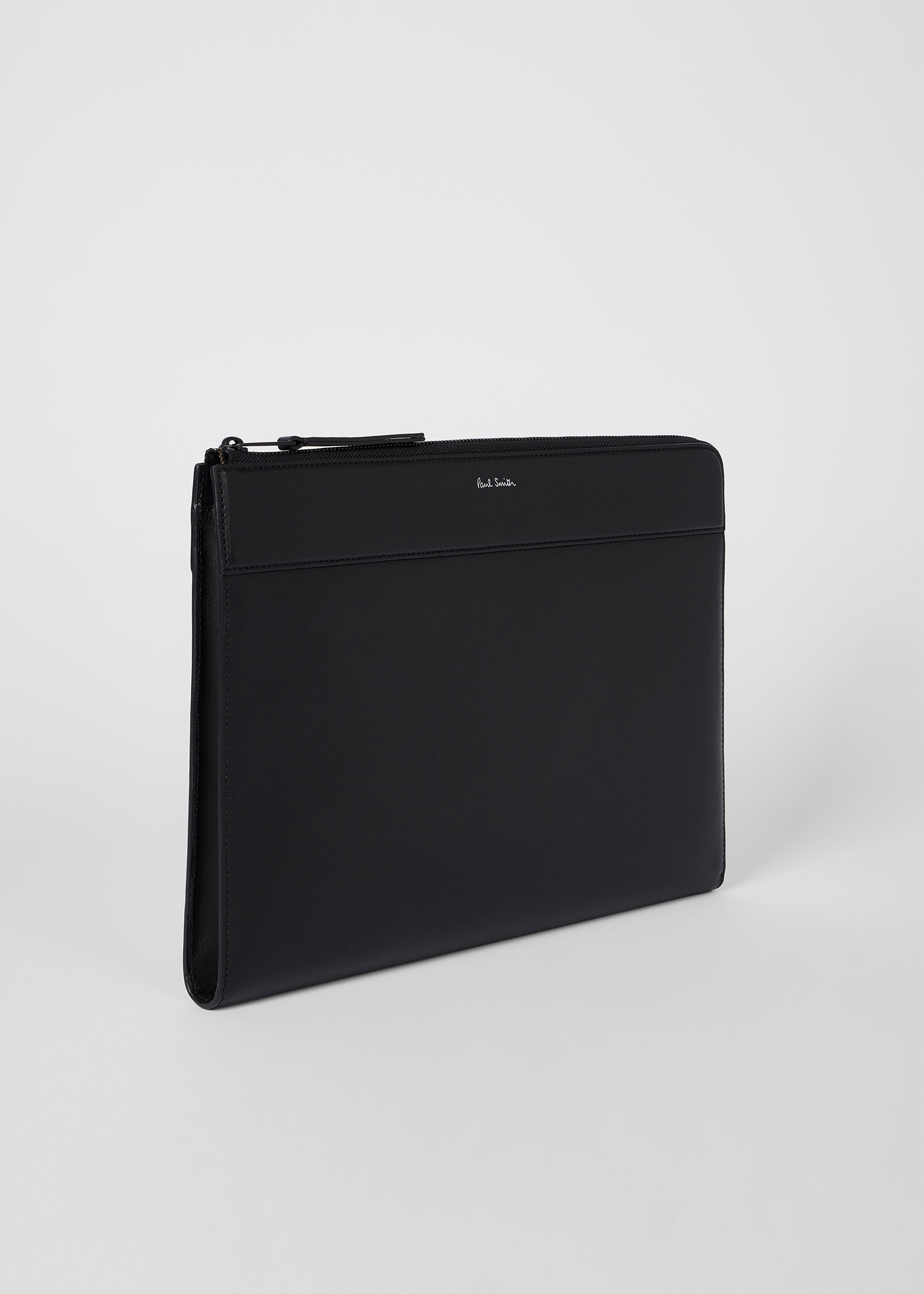 Black Straw-Grain Embossed Leather Laptop Case - 2