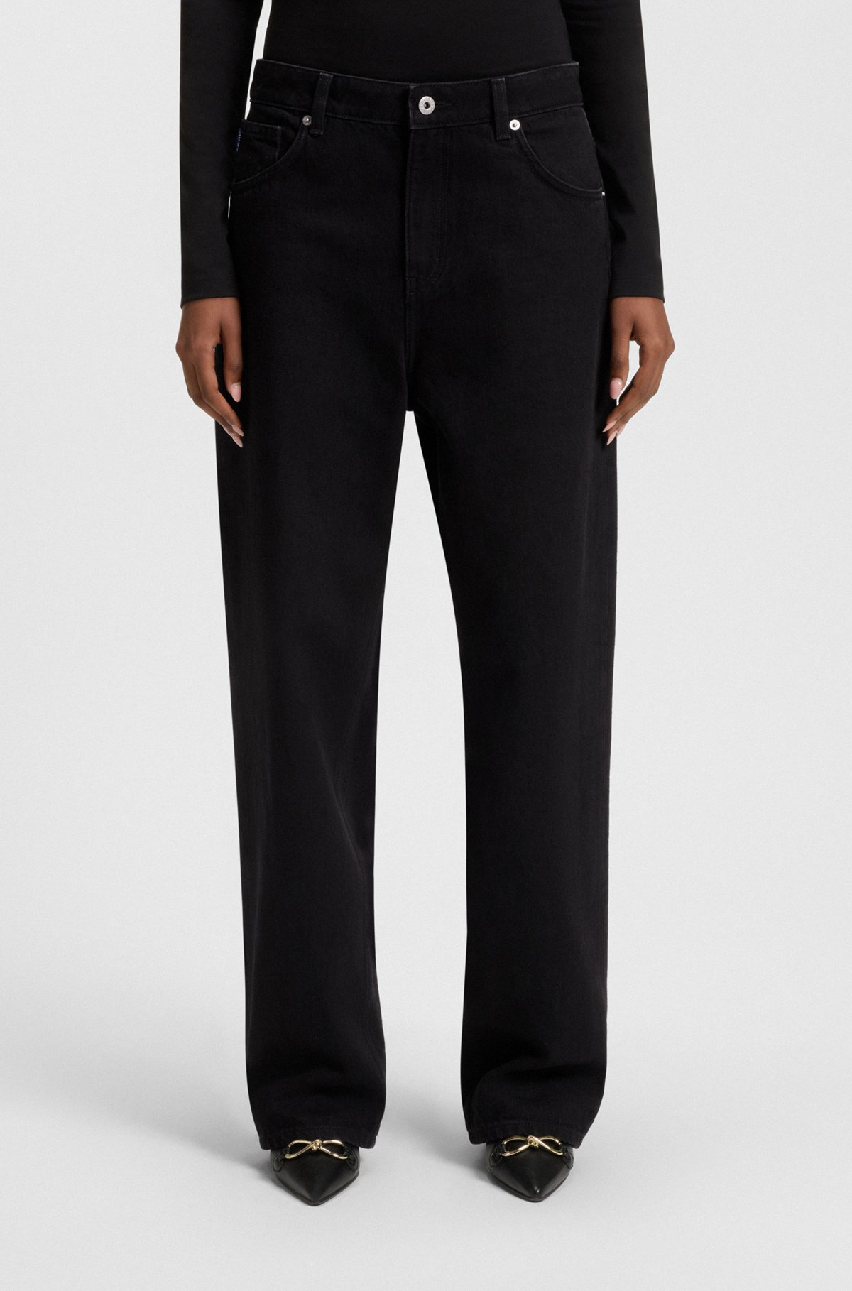 SLIM-FIT JEANS IN BLACK STRETCH DENIM - 2