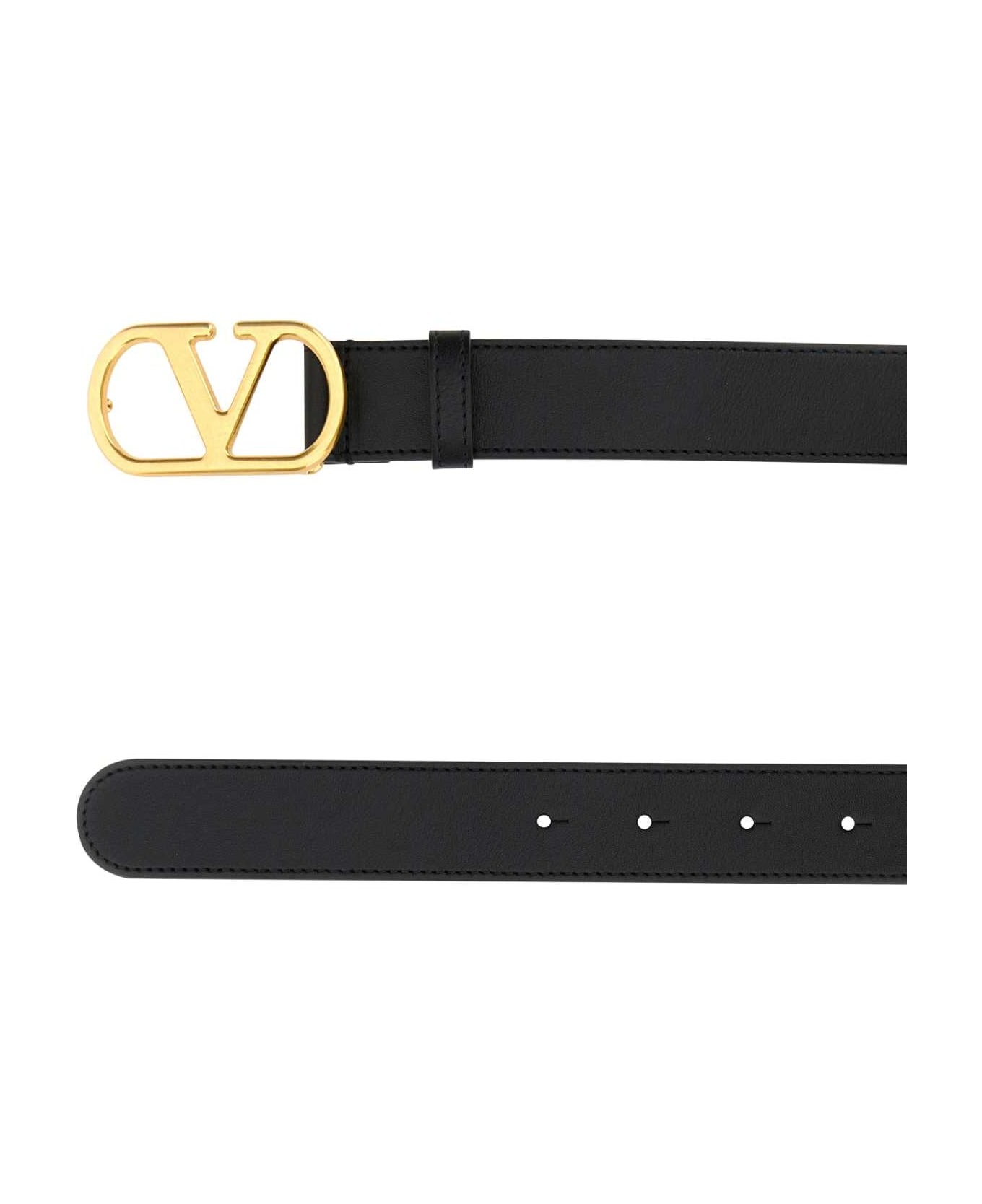 Black Leather Vlogo Belt - 2