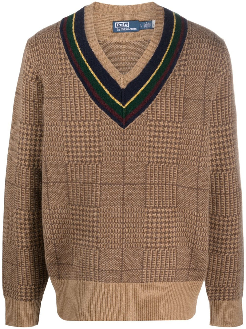 Glen plaid check-pattern wool jumper 1