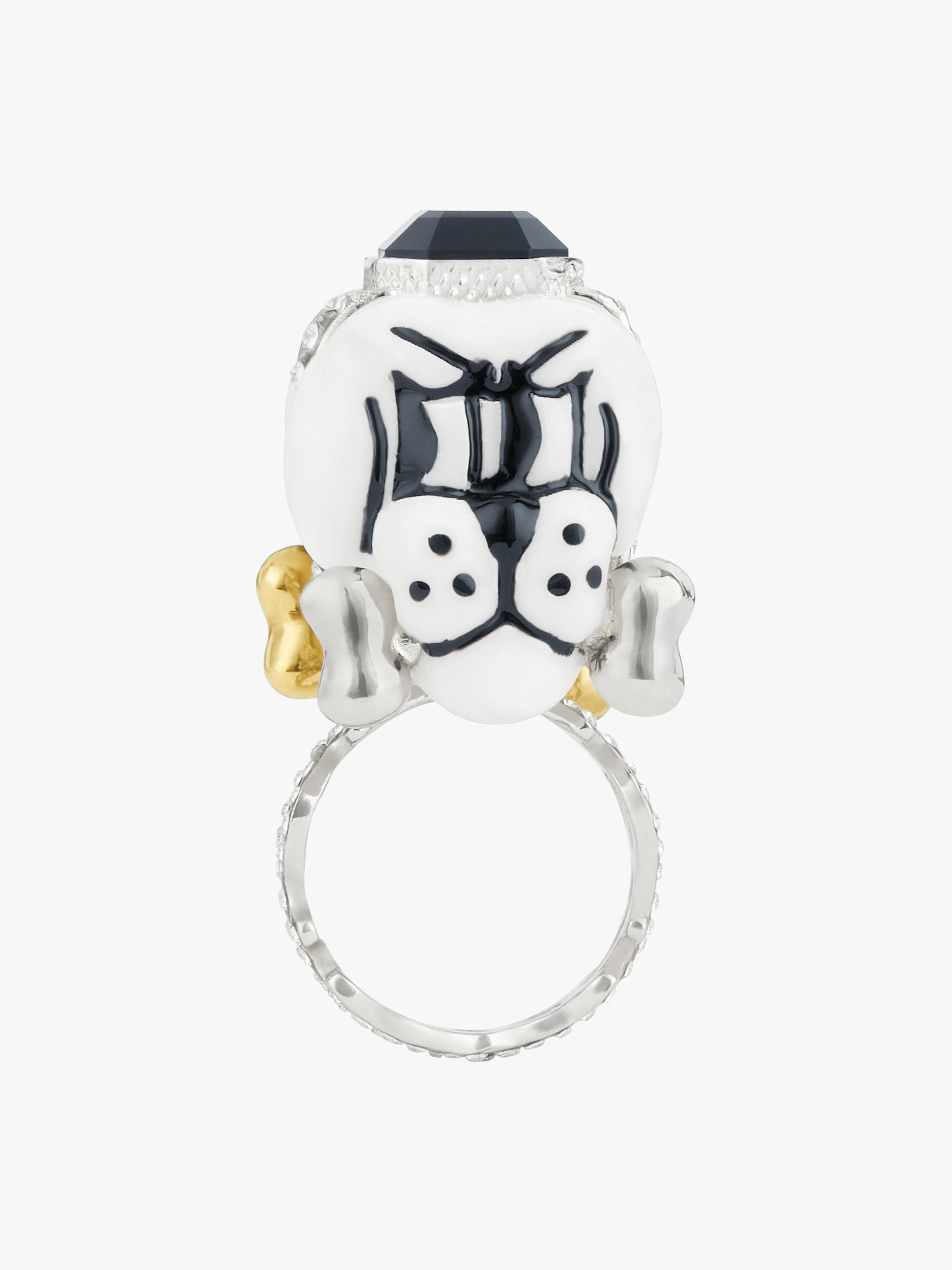 TWO FACES DOG RING WITH CRYTALS - 2