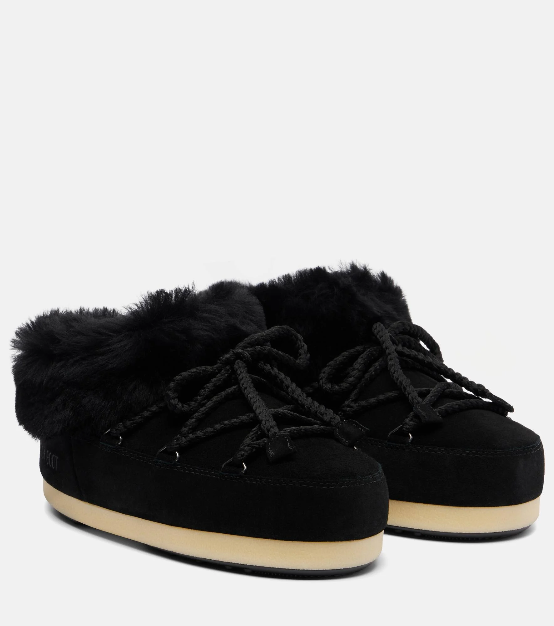 Evx shearling-trimmed suede mules - 1