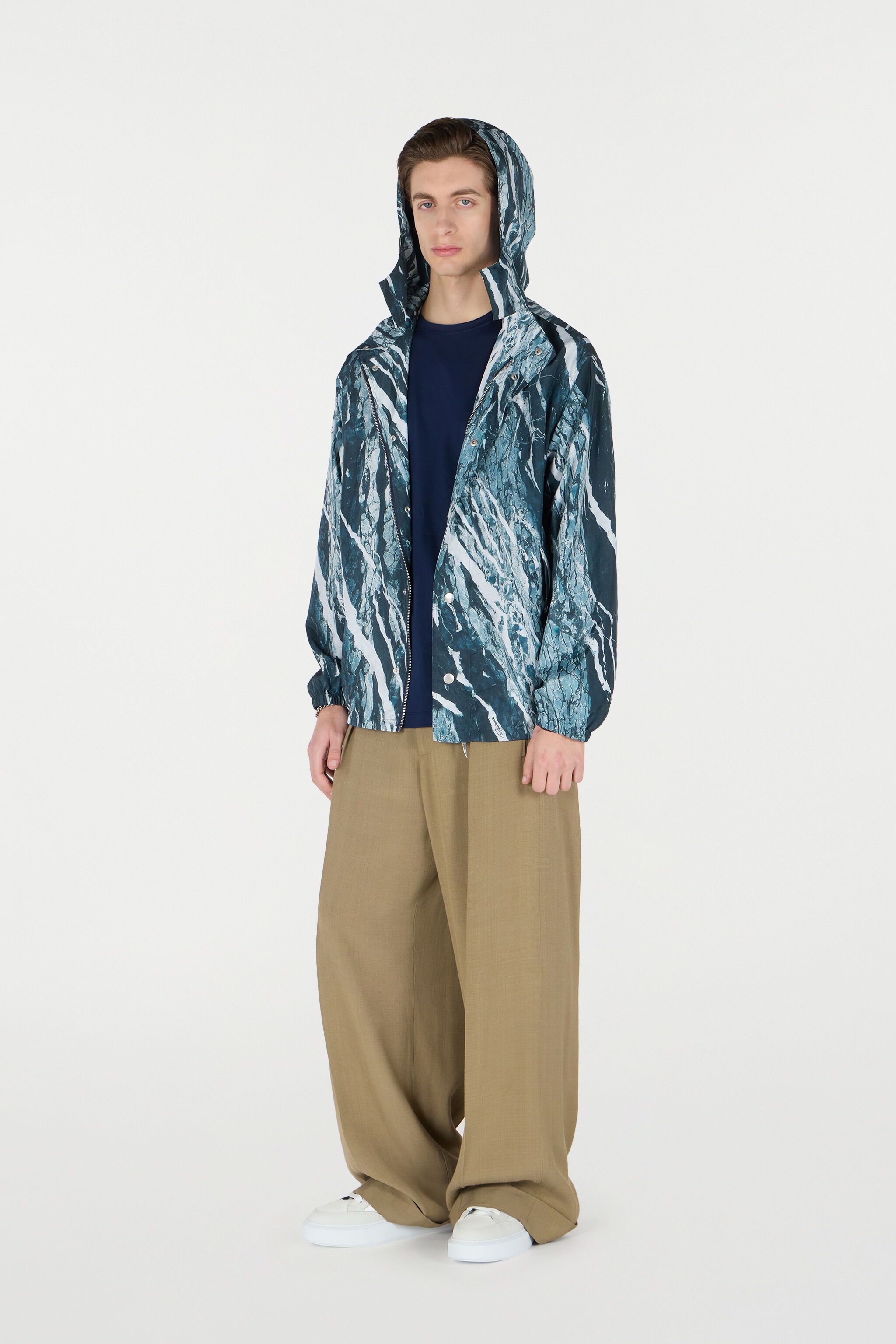 Marble-Print Bomber Jacket - 2