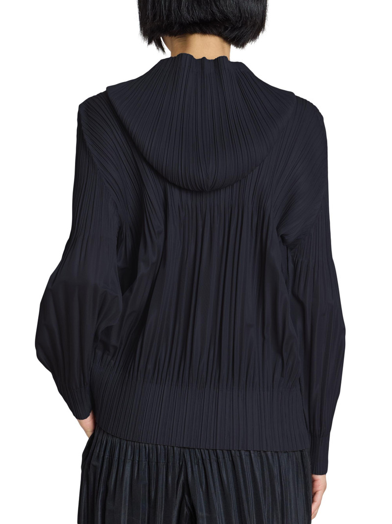 Women's Fluffy Basics Plissé Zip Hoodie - Black 5