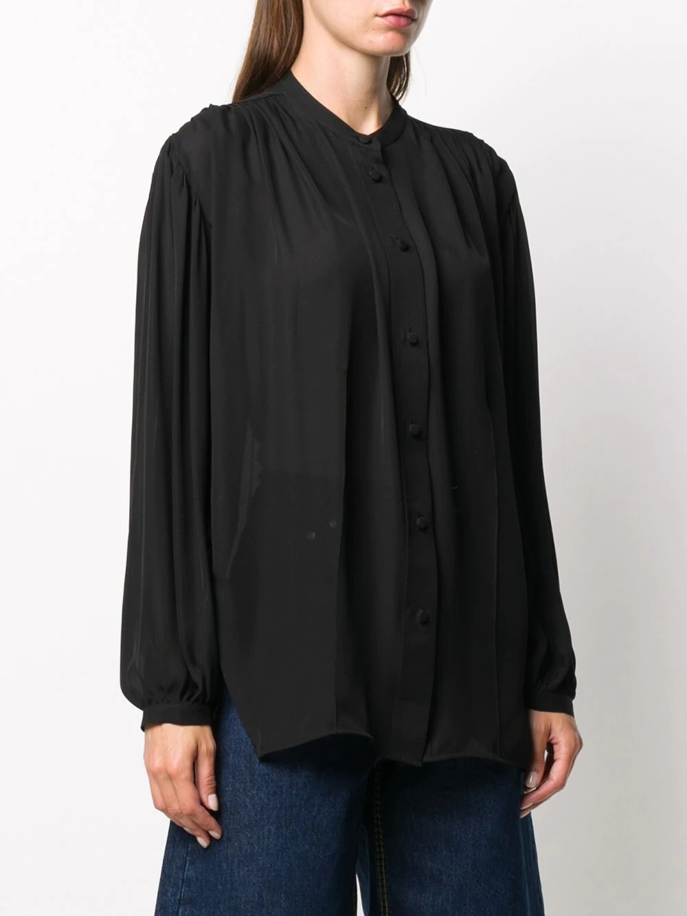 poet-sleeve silk blouse - 3