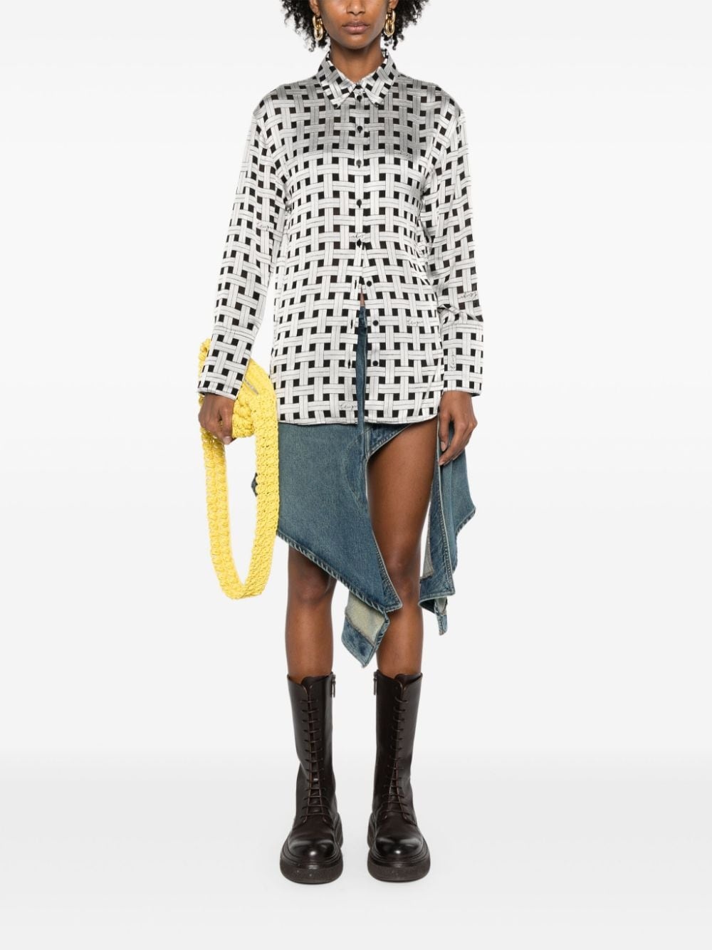weave-print satin shirt - 2