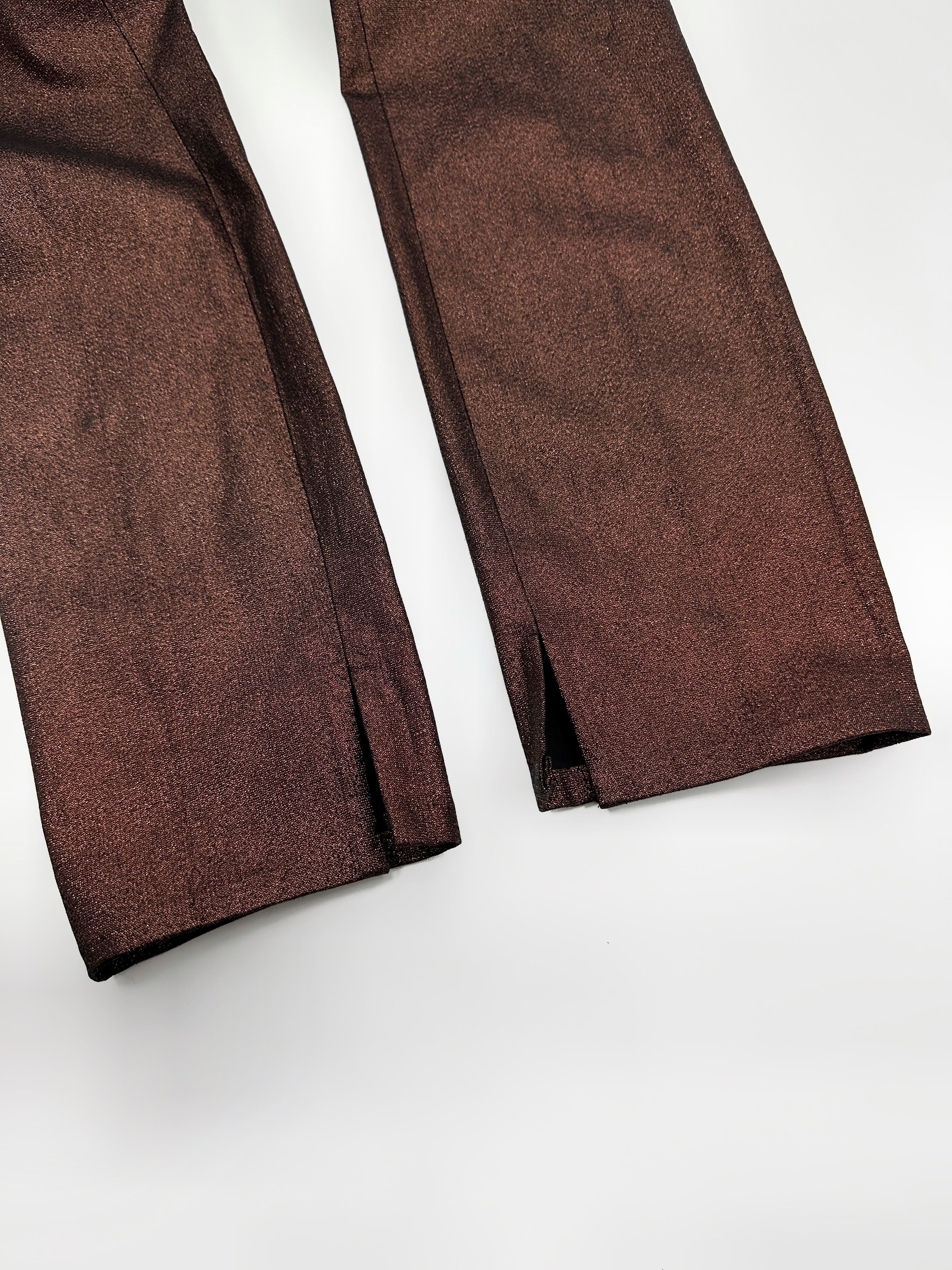 Gucci Spring 1997 Tom Ford Metallic Brown Glitter Lurex Pants 40 - 13