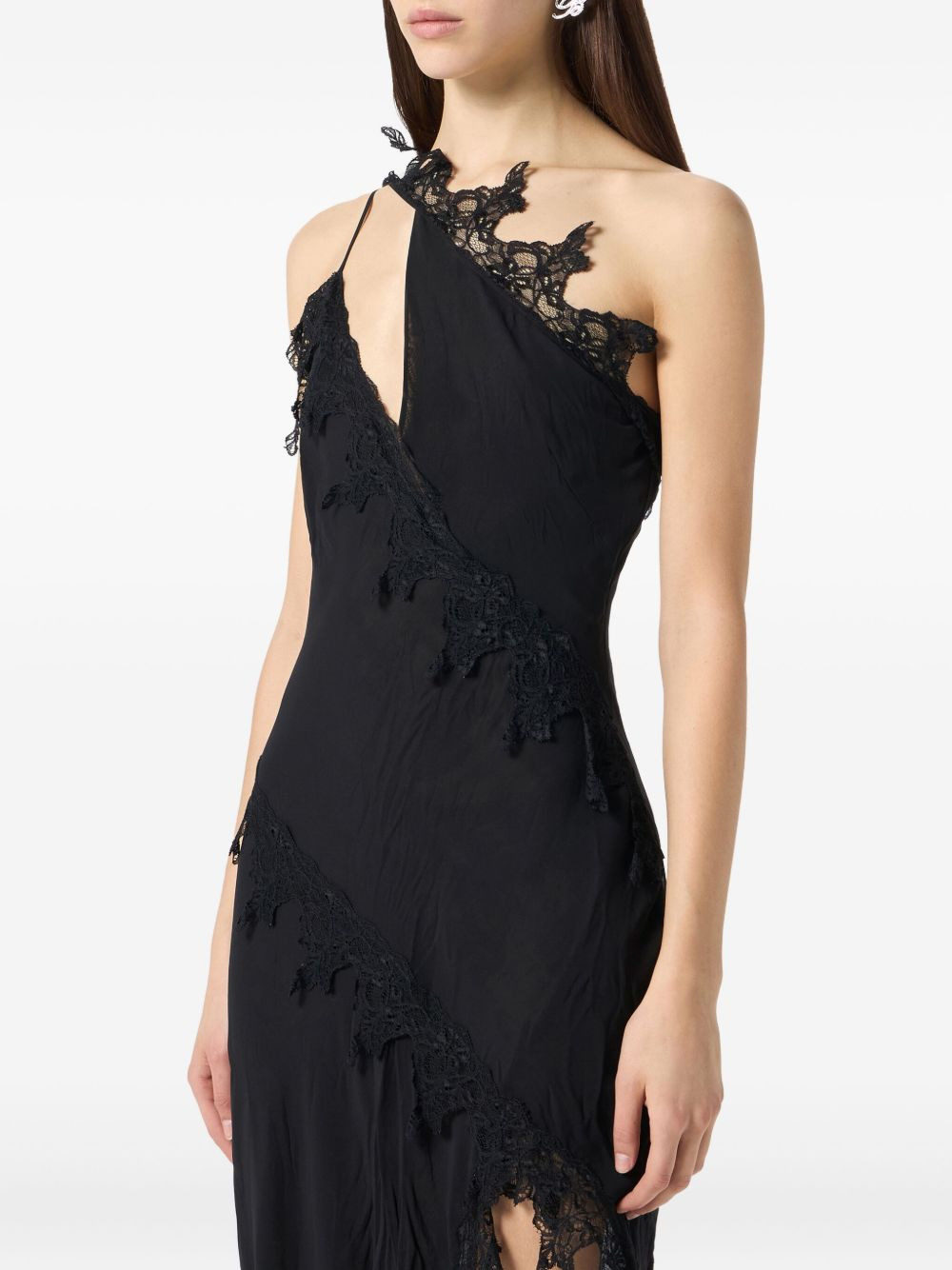 asymmetrical lace-embellished dress - 5