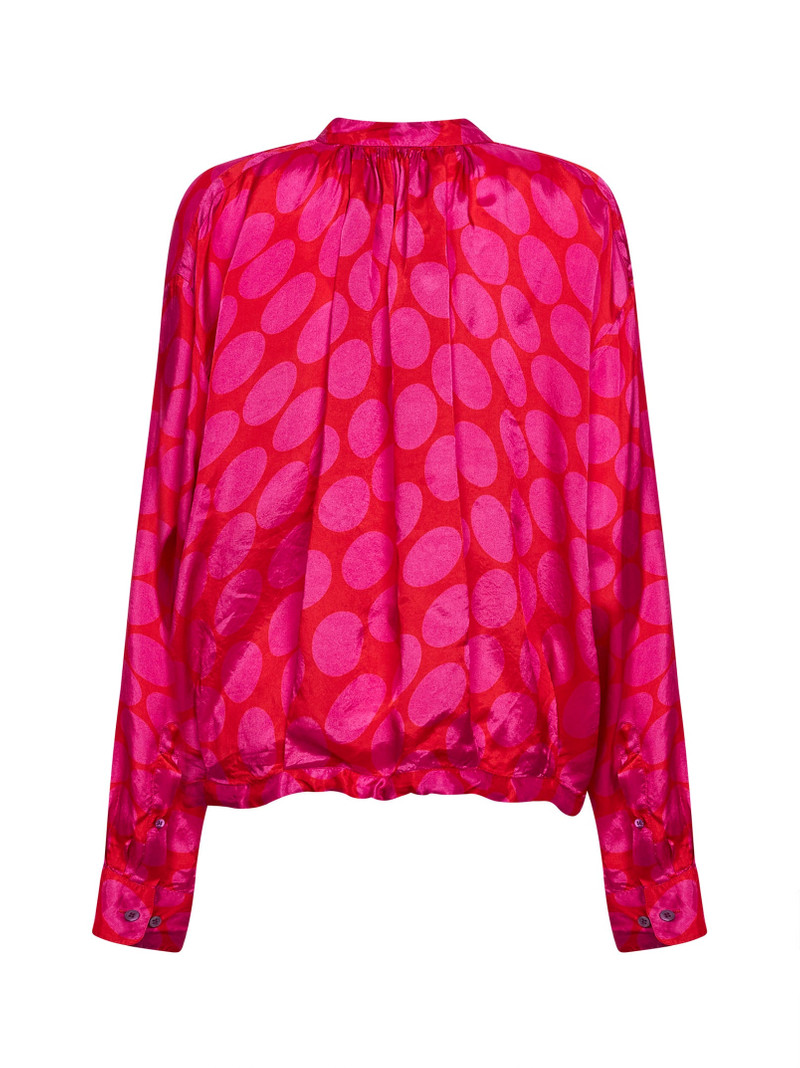 Dries Van Noten Fuchsia viscose Soft Ellipses-printed wrap shirt outlook