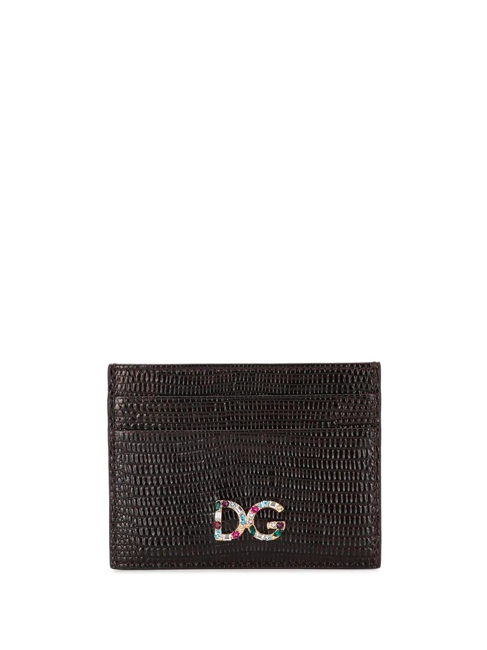 snakeskin-effect logo-plaque cardholder - 1