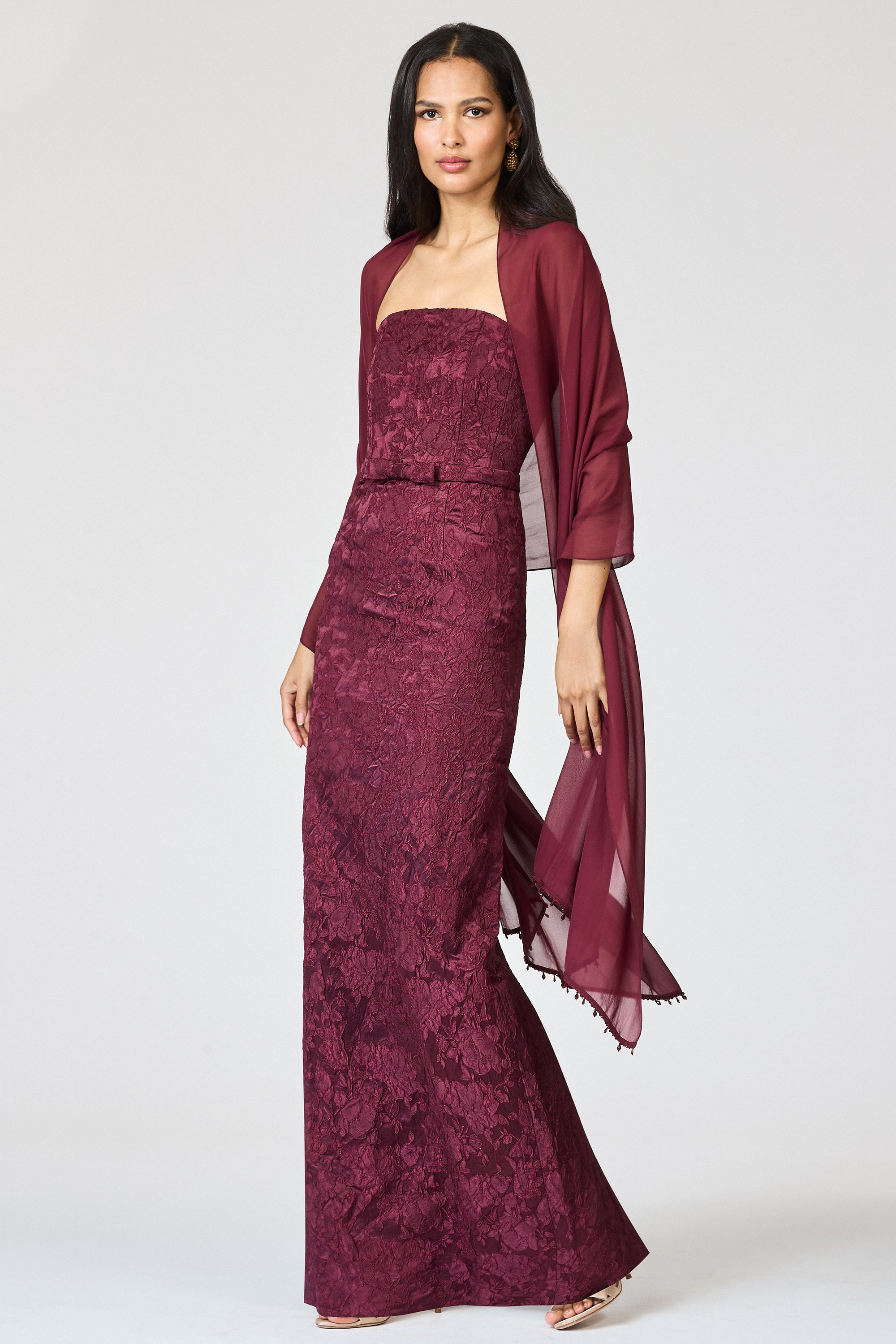 EMBELLISHED EMMY SCARF - BORDEAUX - 2