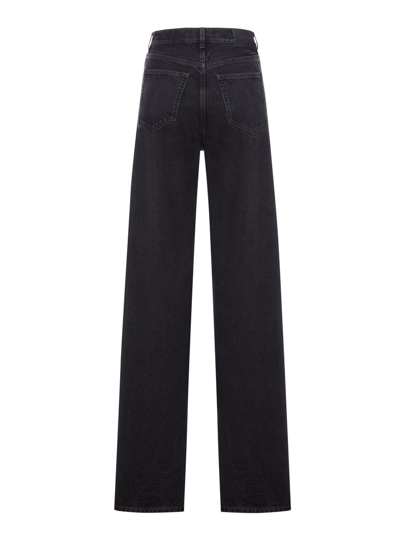 Saint Laurent Women Wide-Leg Denim Jeans With A V-Waisted Waist - 2
