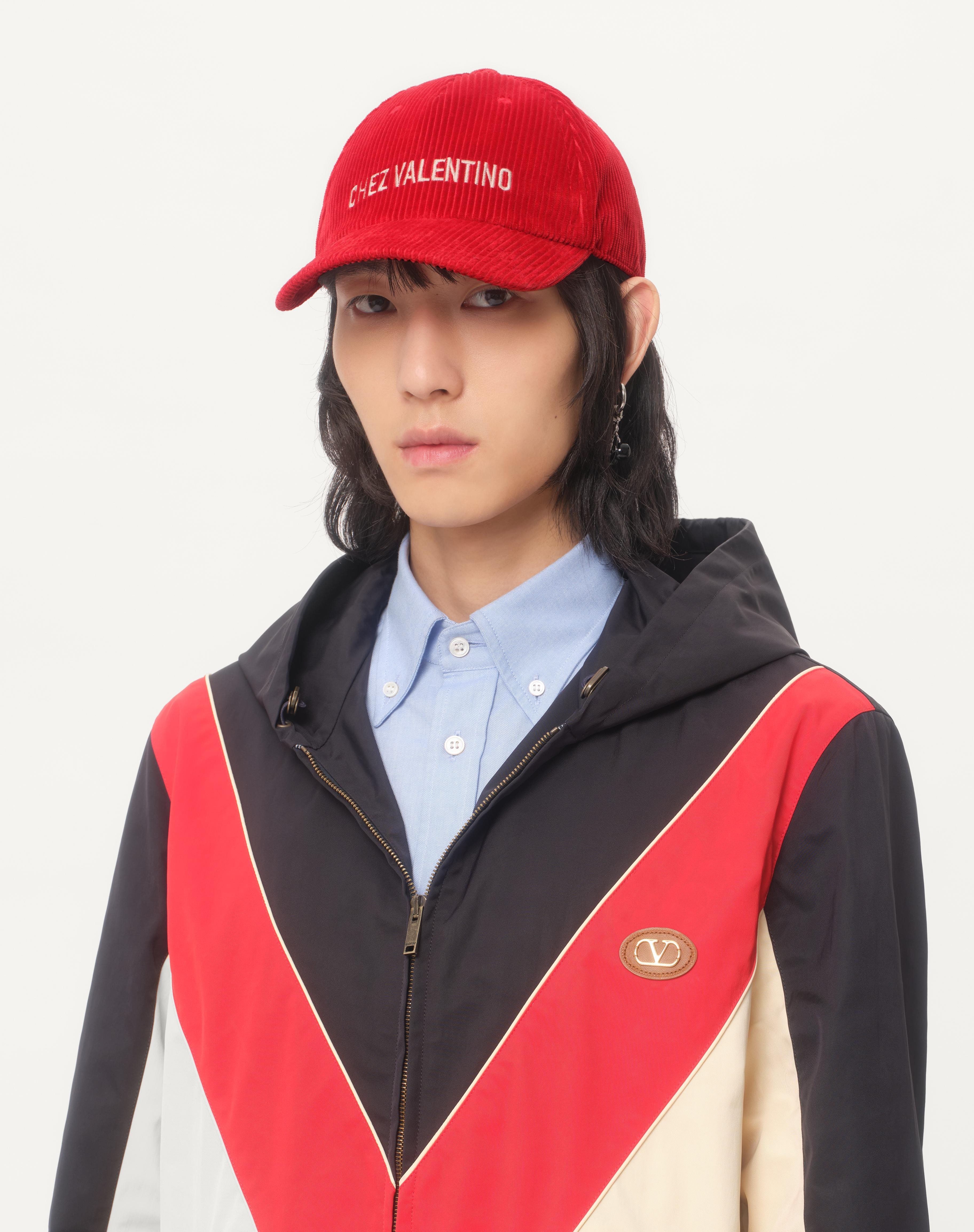 CHEZ VALENTINO VELVET BASEBALL CAP WITH EMBROIDERY - 2