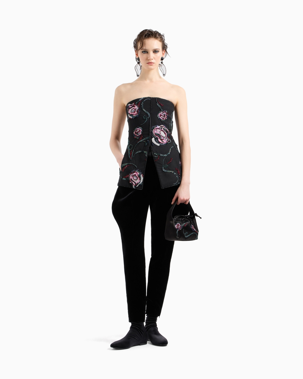 BUSTIER TOP WITH ALL-OVER FLORAL EMBROIDERY - 2