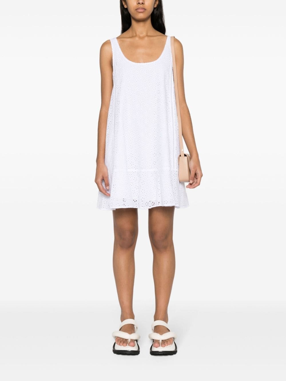 broderie-anglaise sleeveless minidress - 2