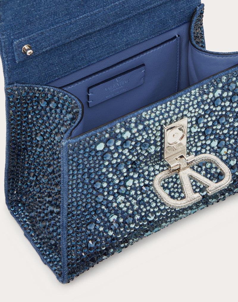 MINI VSLING DENIM HANDBAG WITH RHINESTONES 7