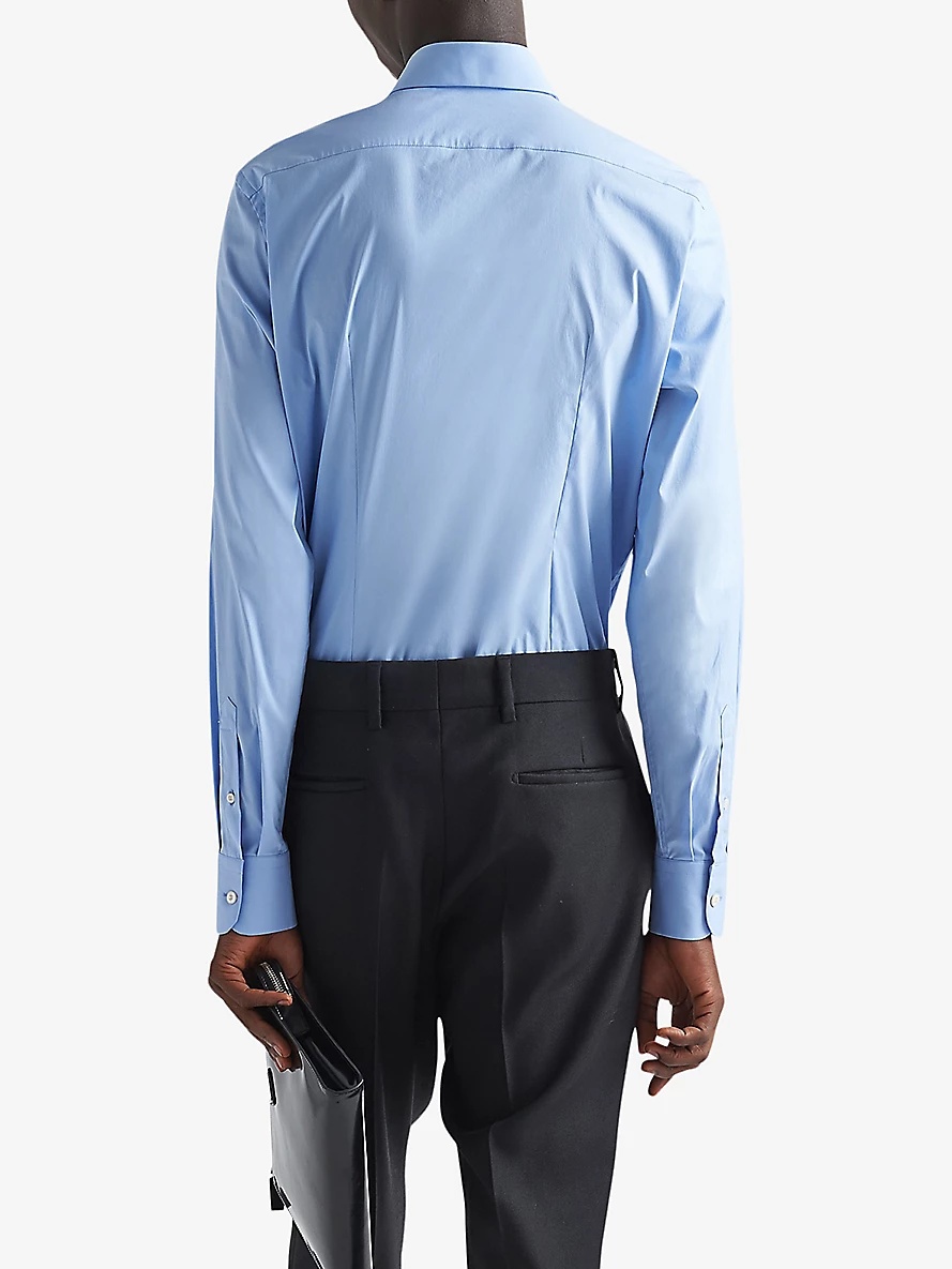 Collared slim-fit cotton-blend shirt - 4
