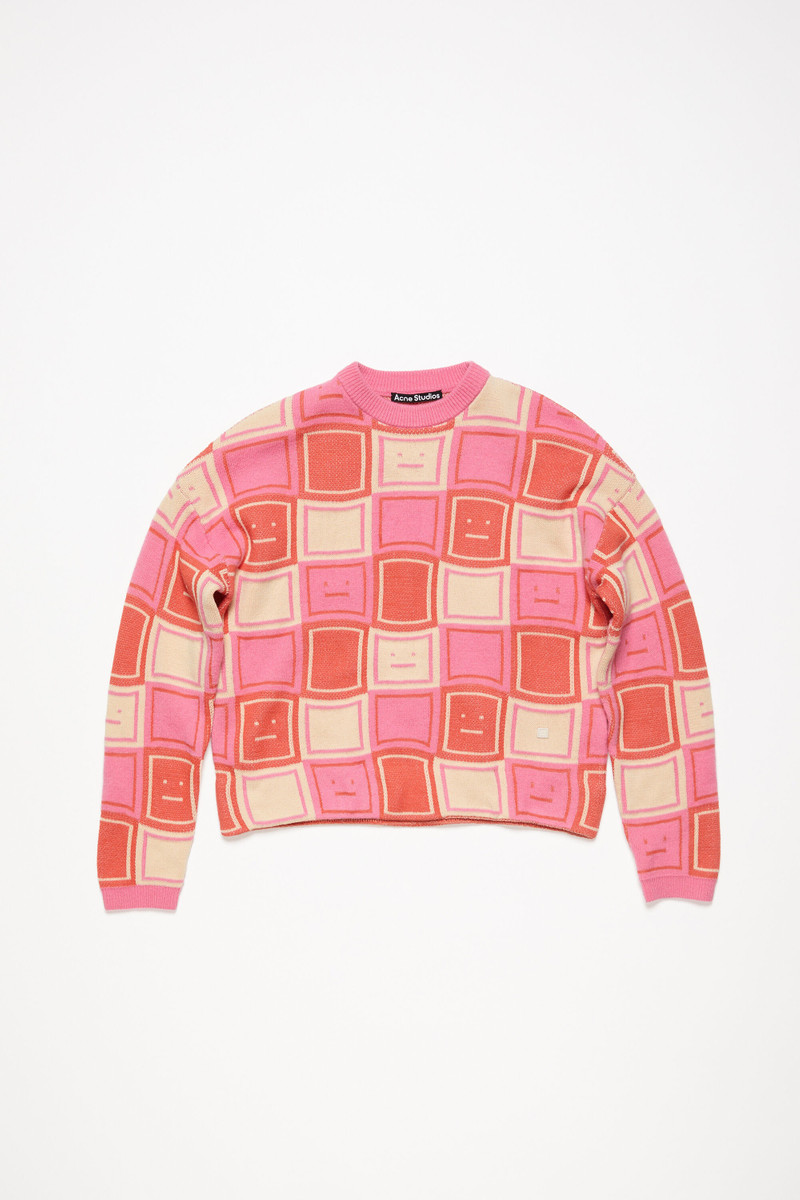 Jacquard crew neck jumper - Rusty orange/tango pink 5