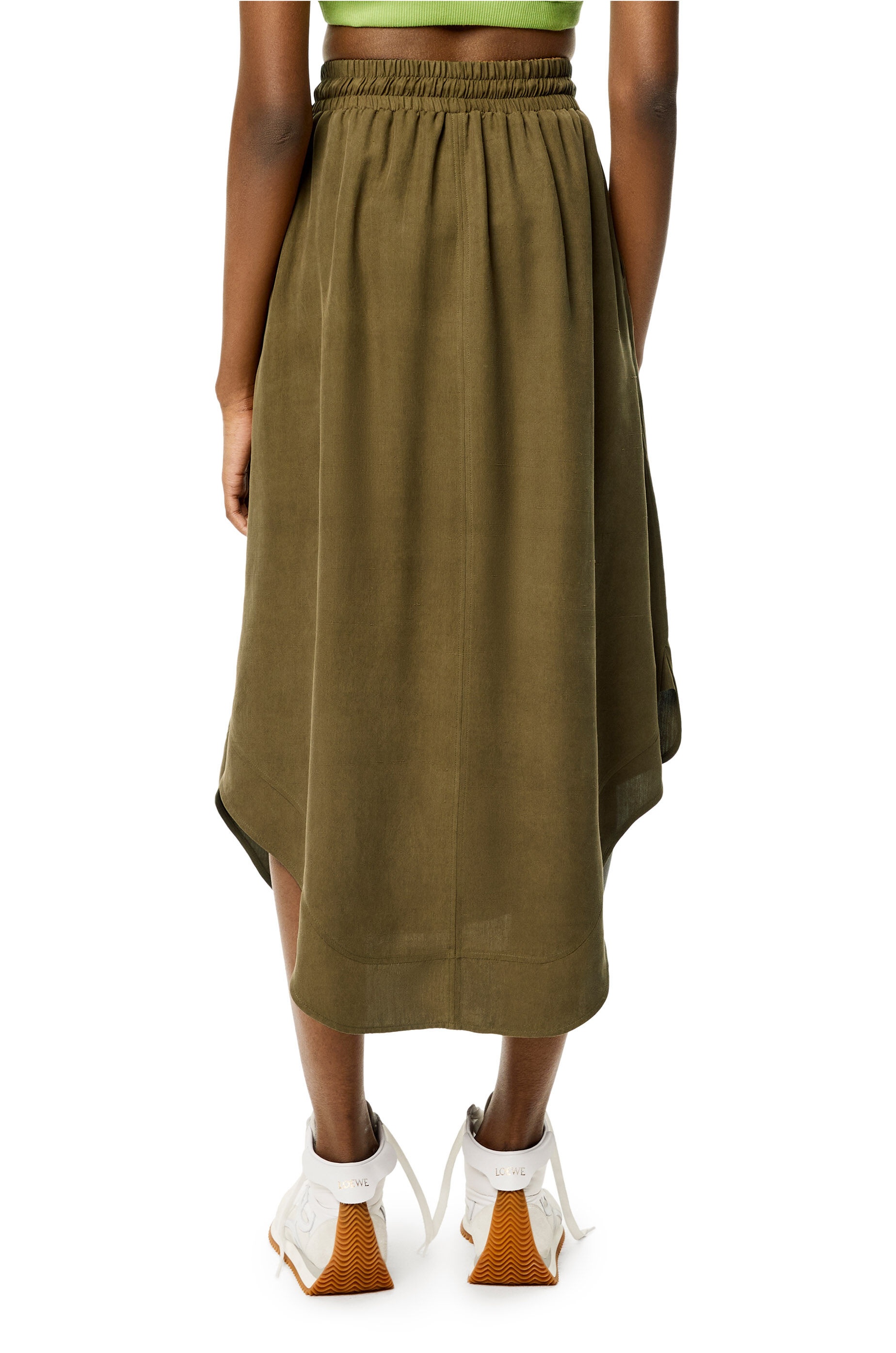 Elasticated midi skirt in silk - 4