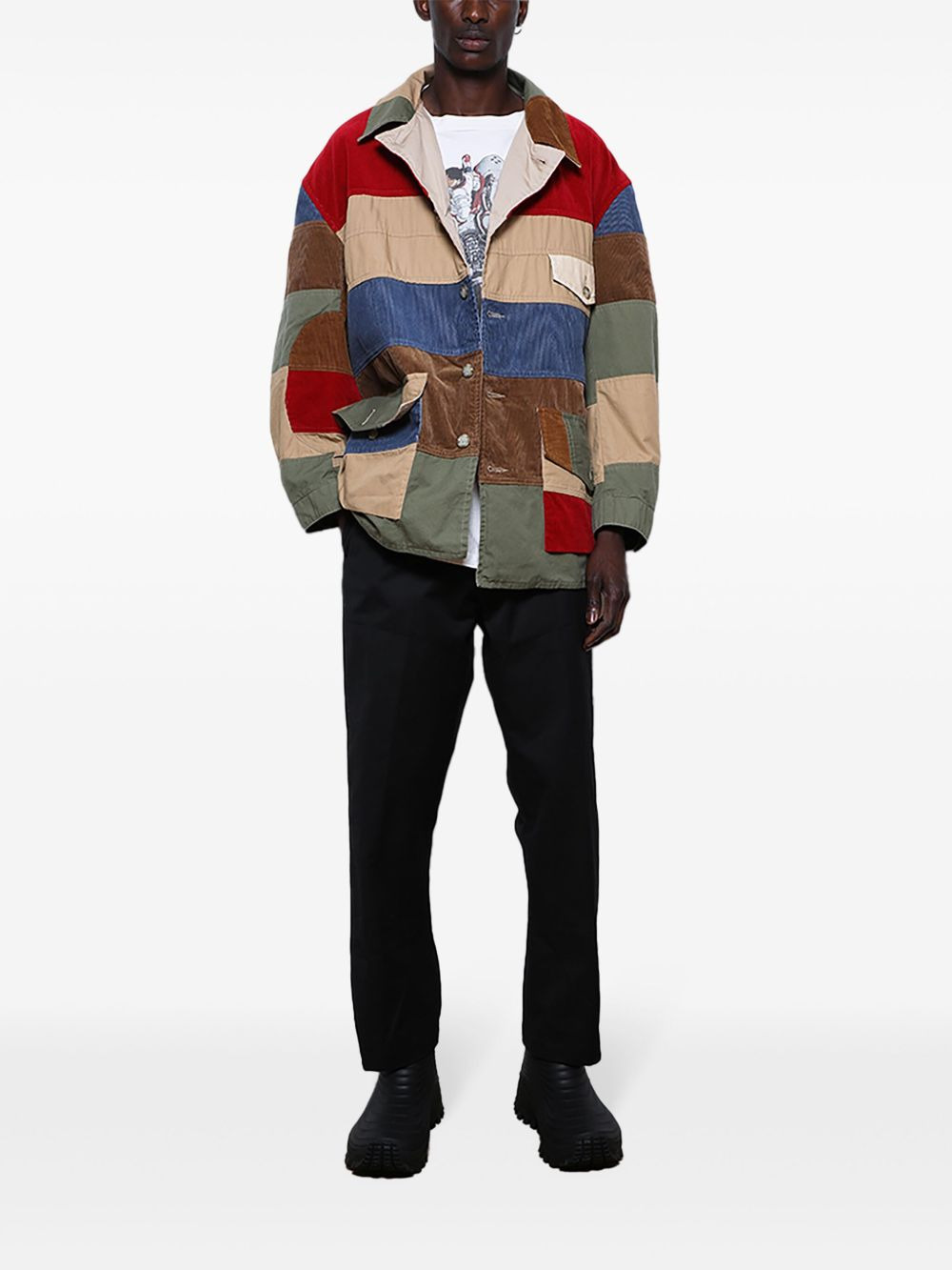 patchwork-design shirt jacket - 2