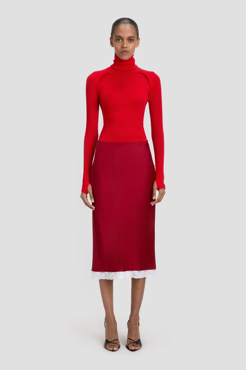 ＜関税込＞Victoria Beckham*裾ペプラム ストレッチニットドレス VB BODY VICTORIA BECKHAM Fluted stretch-knit midi dress