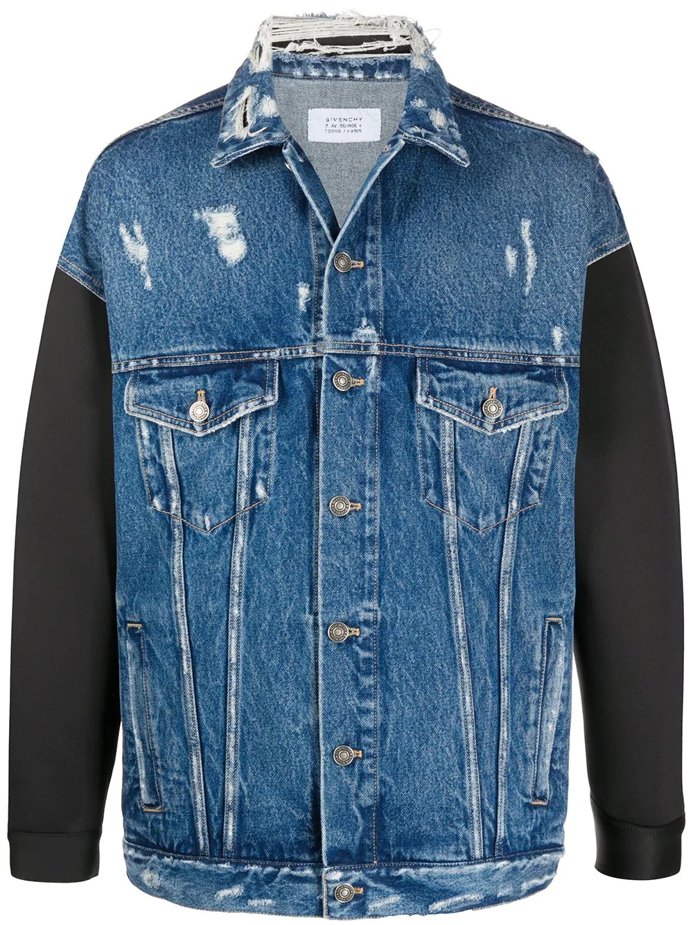 contrast sleeve denim jacket - 1