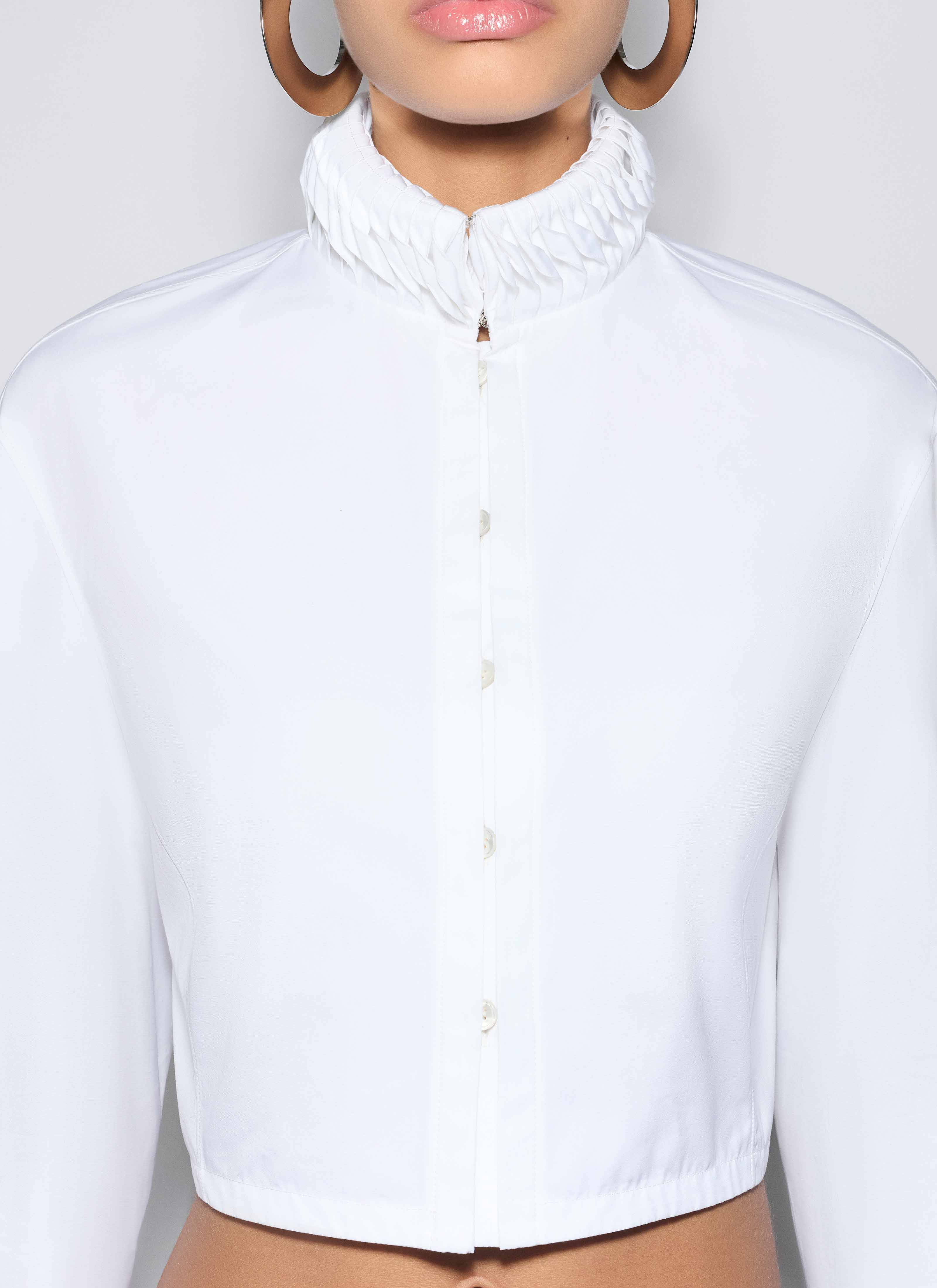COTTON POPLIN CROPPED BLOUSE - 7