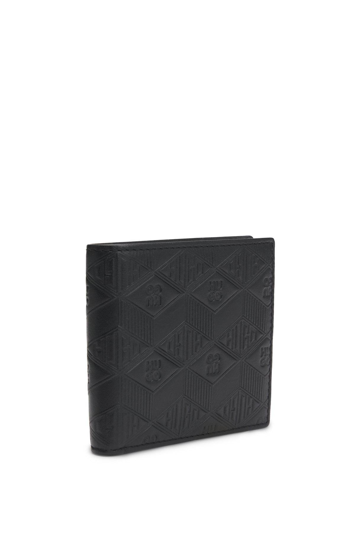 LEATHER FOLDING WALLET WITH GEOMETRIC LOGOS - 4