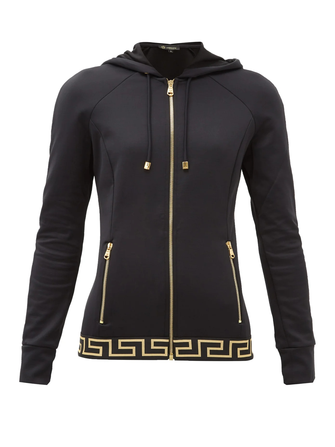 Zip-up tech-jersey hooded sweatshirt - 1