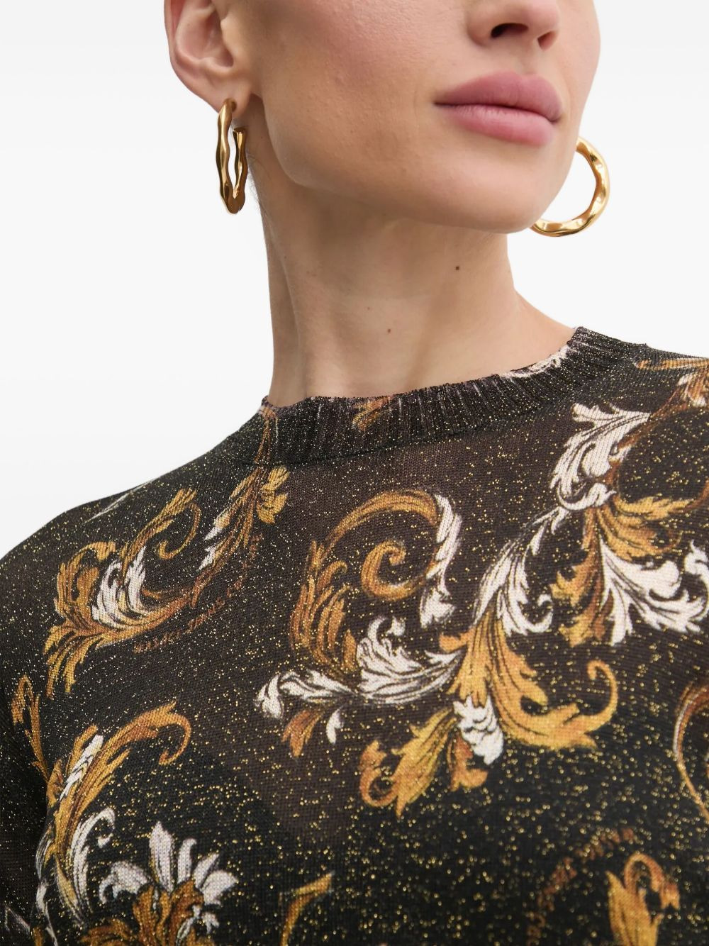 Barocco-pattern lurex jumper - 5