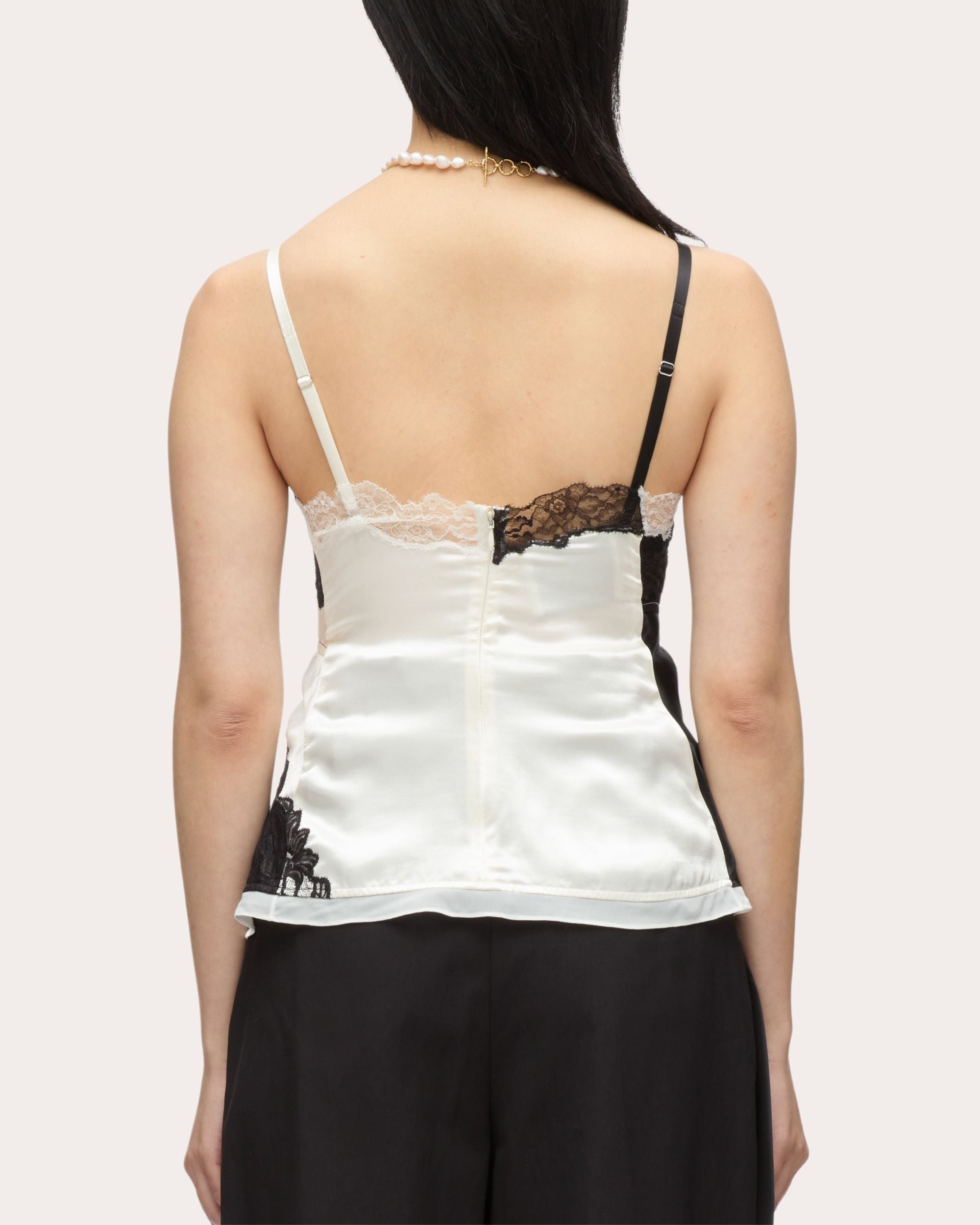 Liquid Satin Lace Twist Tank Top - 2