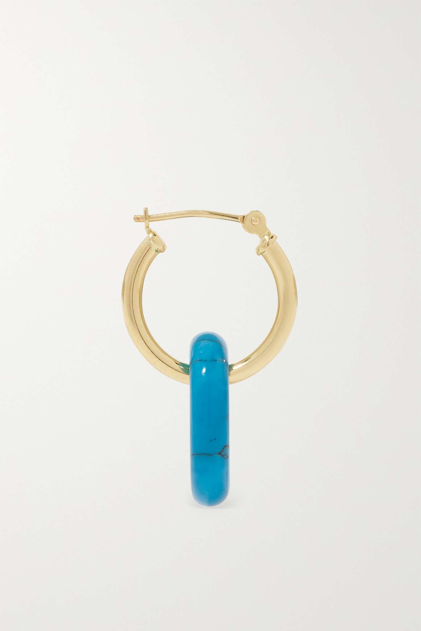 Donut 14-karat gold lapis lazuli hoop earrings - 3