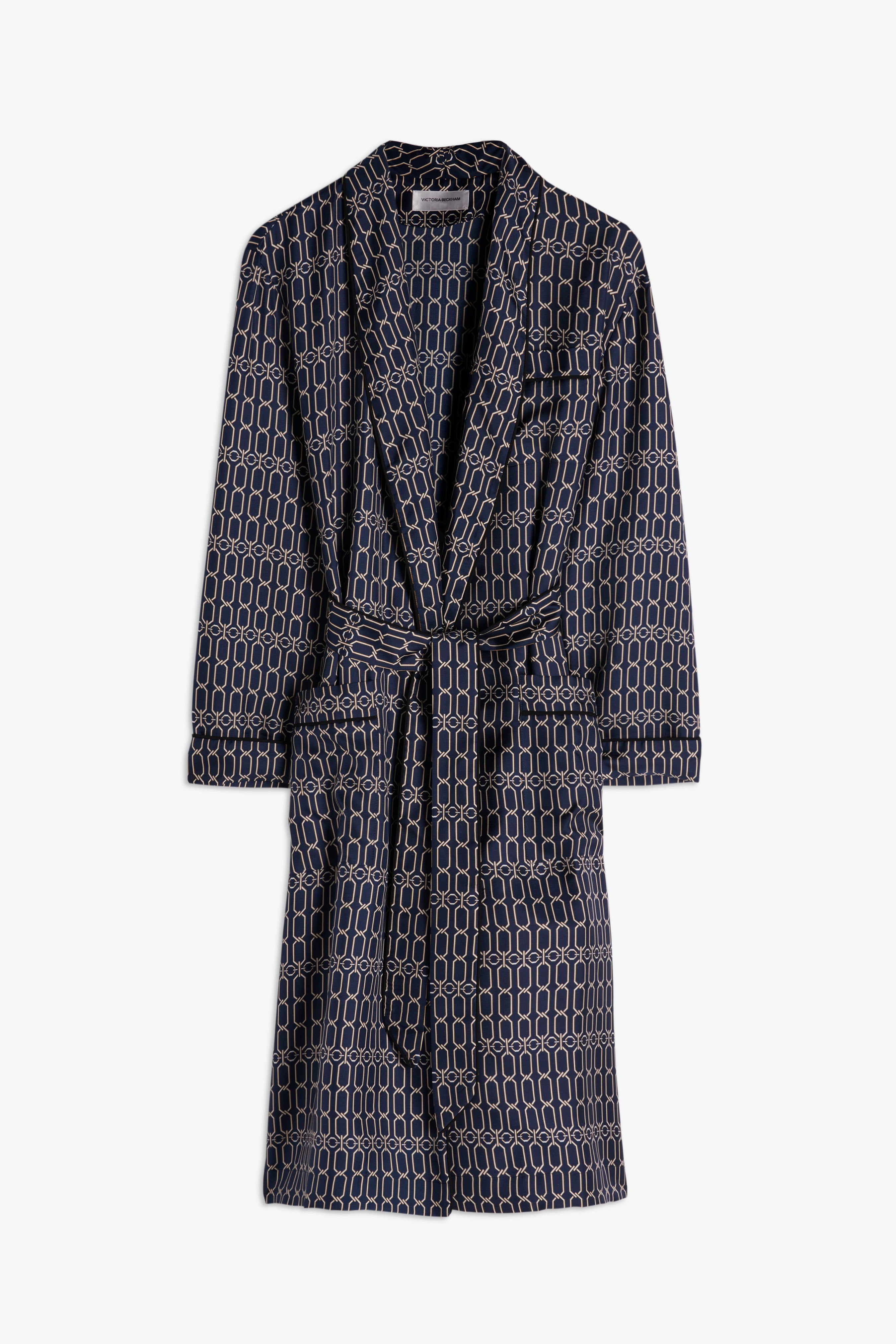 Chain Print Robe in Navy - 1