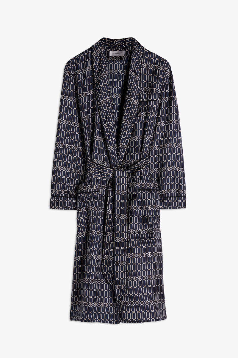 Chain Print Robe in Navy 1