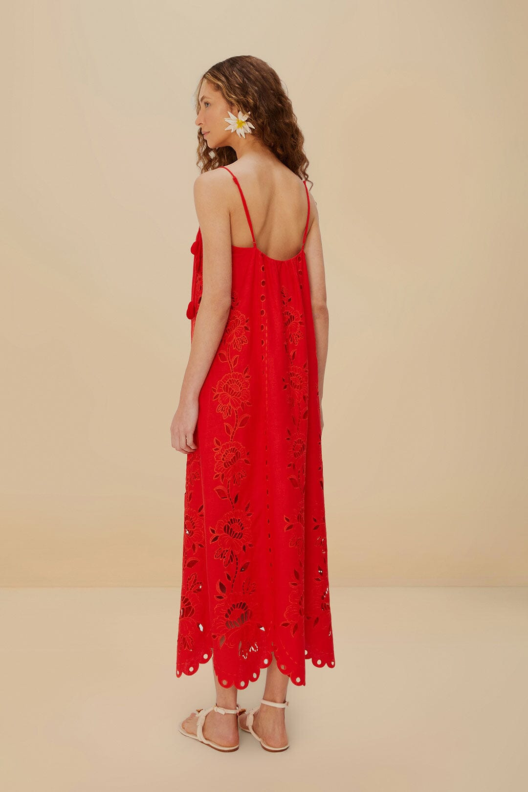 Red Flowers Richelieu Lenzing™ Ecovero™ Euroflax™ Maxi Dress - 4