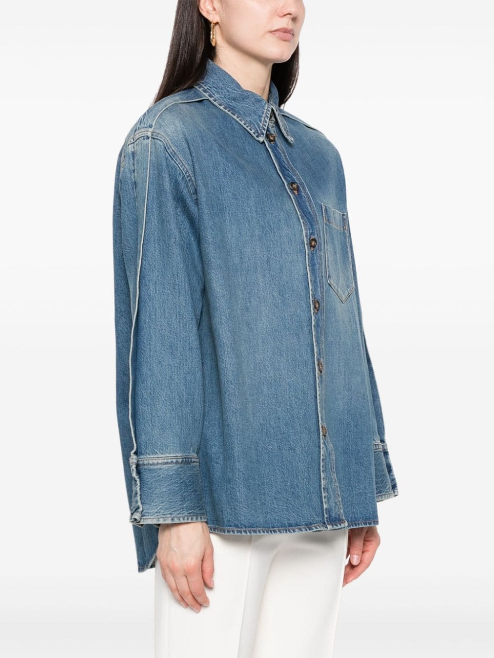 pleated denim shirt - 3