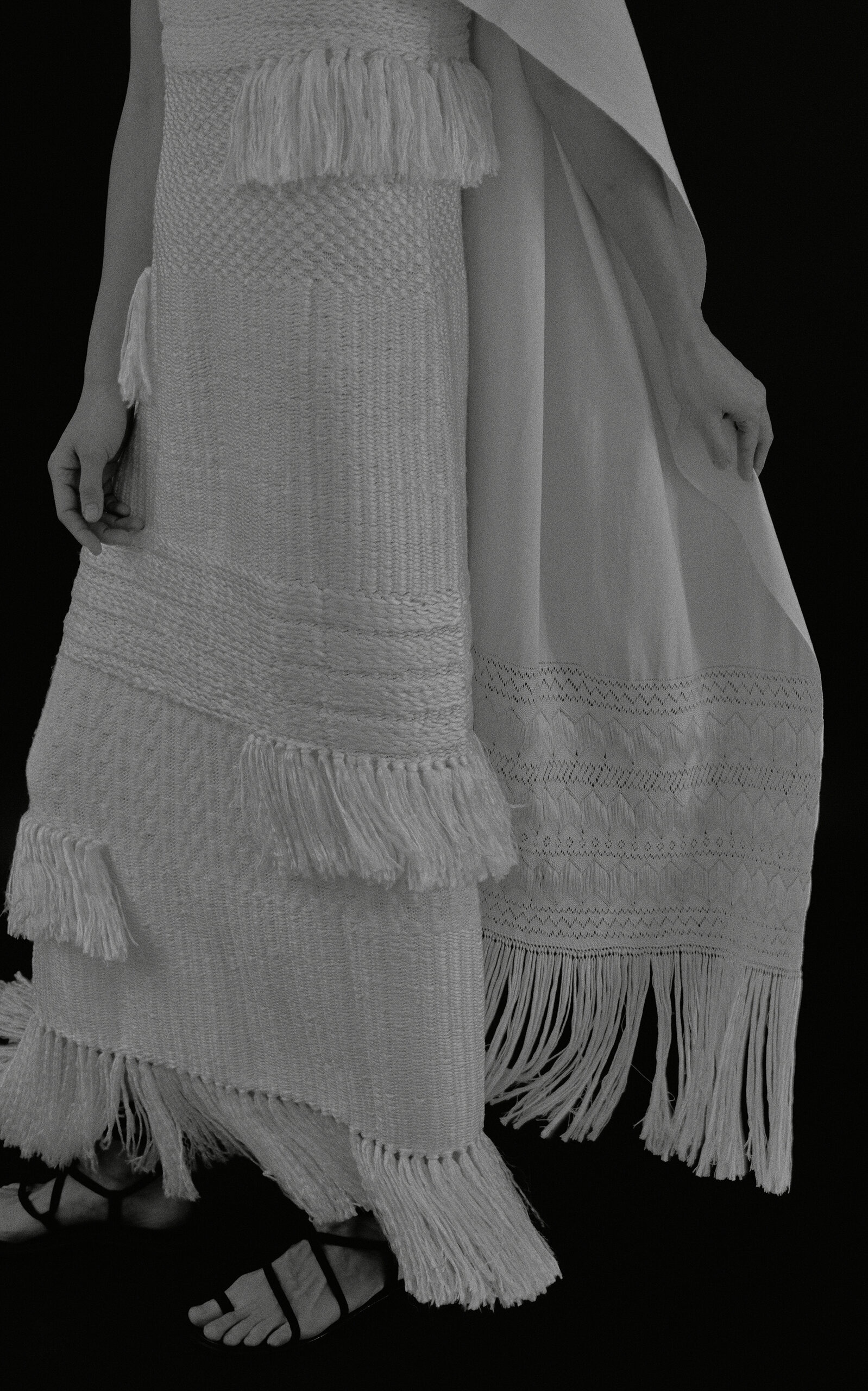 Lia Fringed Knit Silk Maxi Dress ivory - 4
