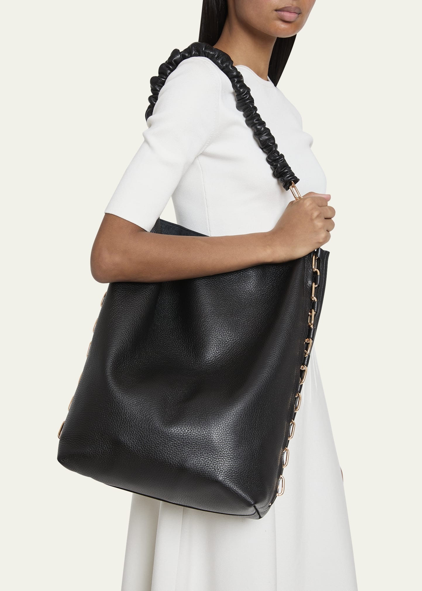 Chain Leather Tote Bag - 2