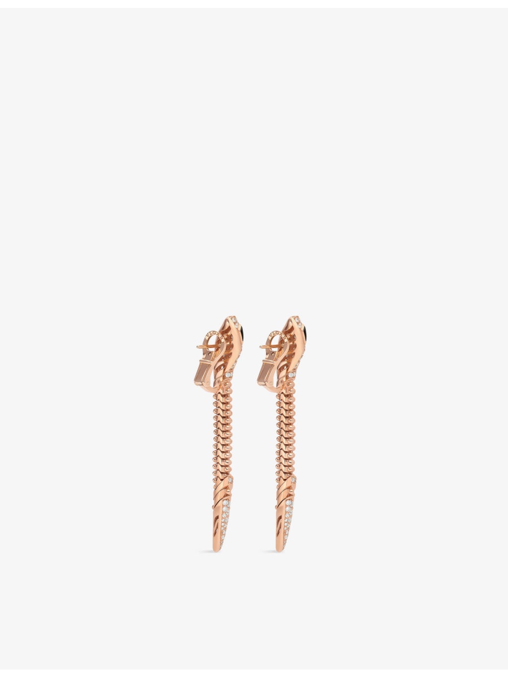 Serpenti Viper 18ct rose-gold, 1.74ct brilliant-cut diamond and onyx drop earrings - 4