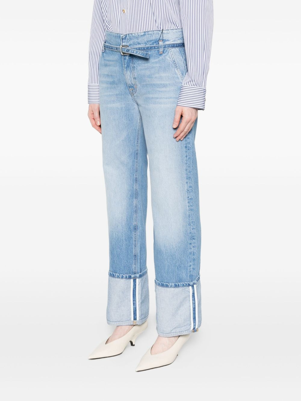 cuffed belted-waistband denim jeans - 3