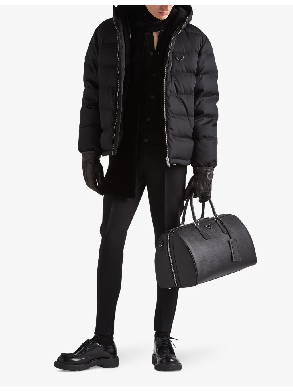 Re-Nylon logo plaque recycled nylon down jacket - 2
