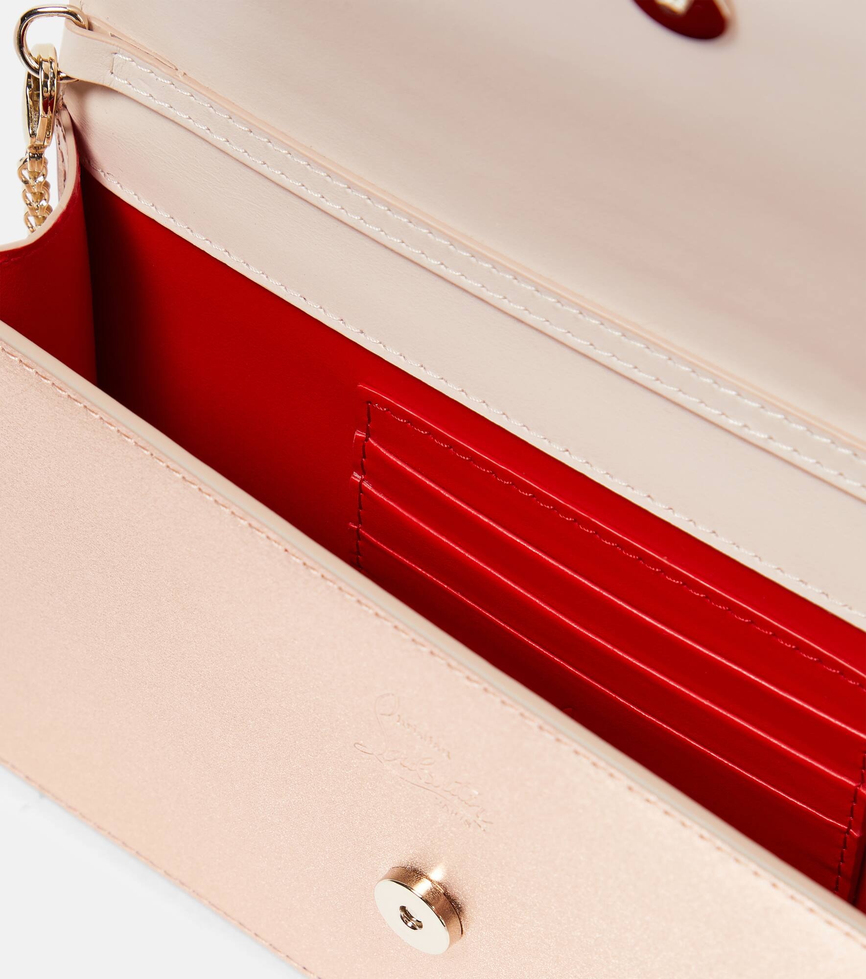 Loubi54 Small leather-trimmed silk clutch - 3