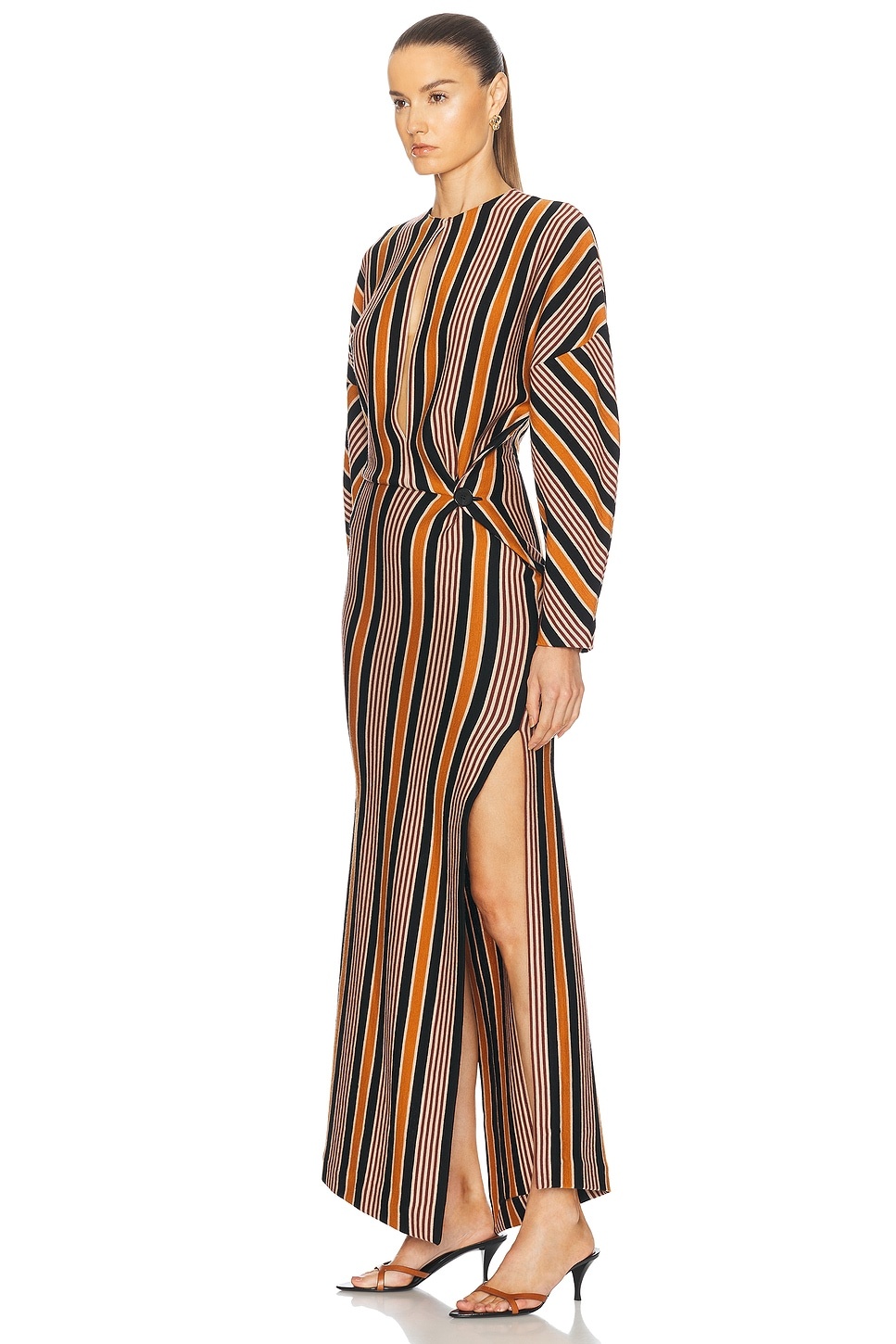 Striped Knit Long Dress - 3