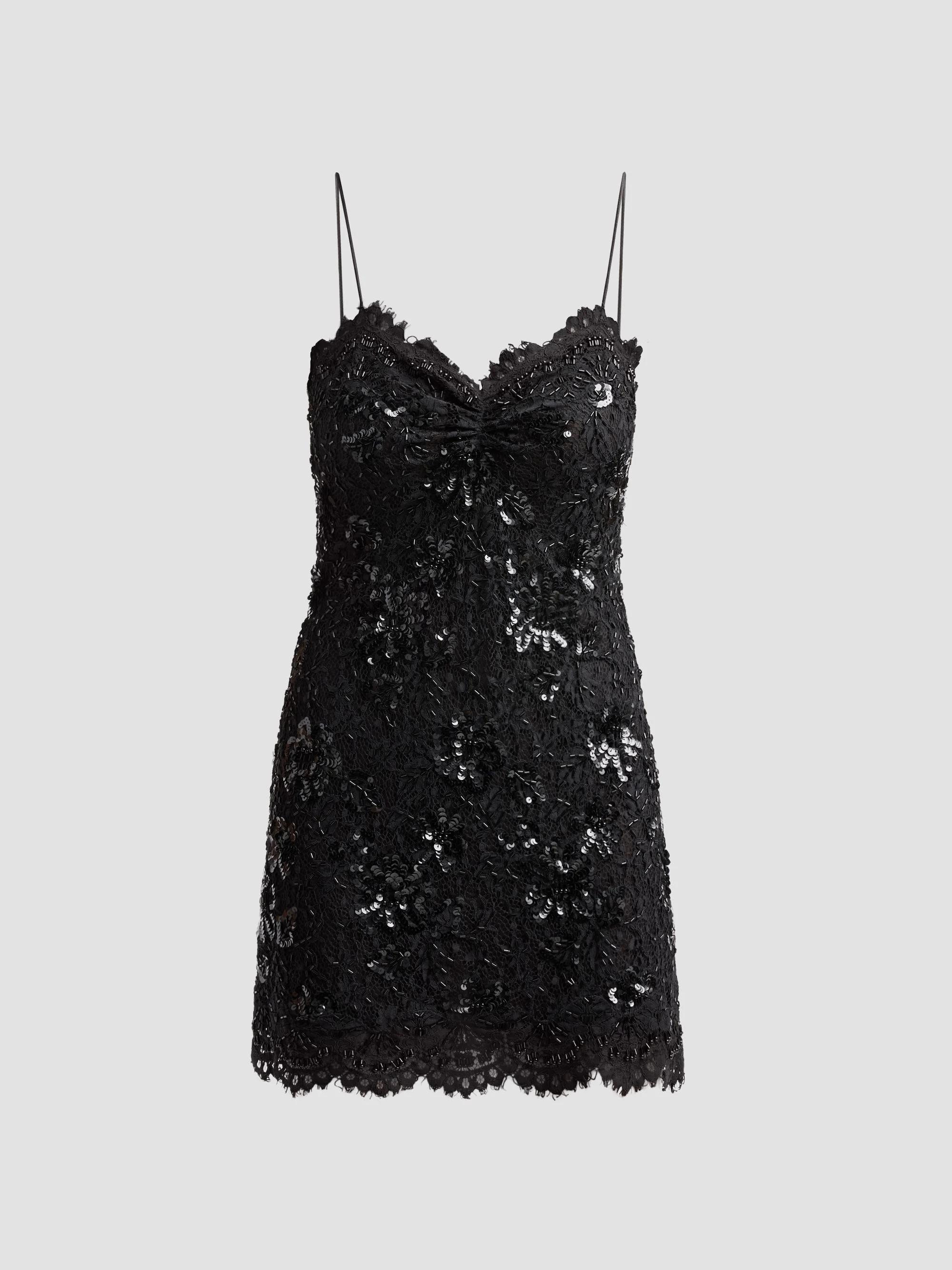 Women's Jetta Sequin-Embellished Lace Mini Dress - Black - 1