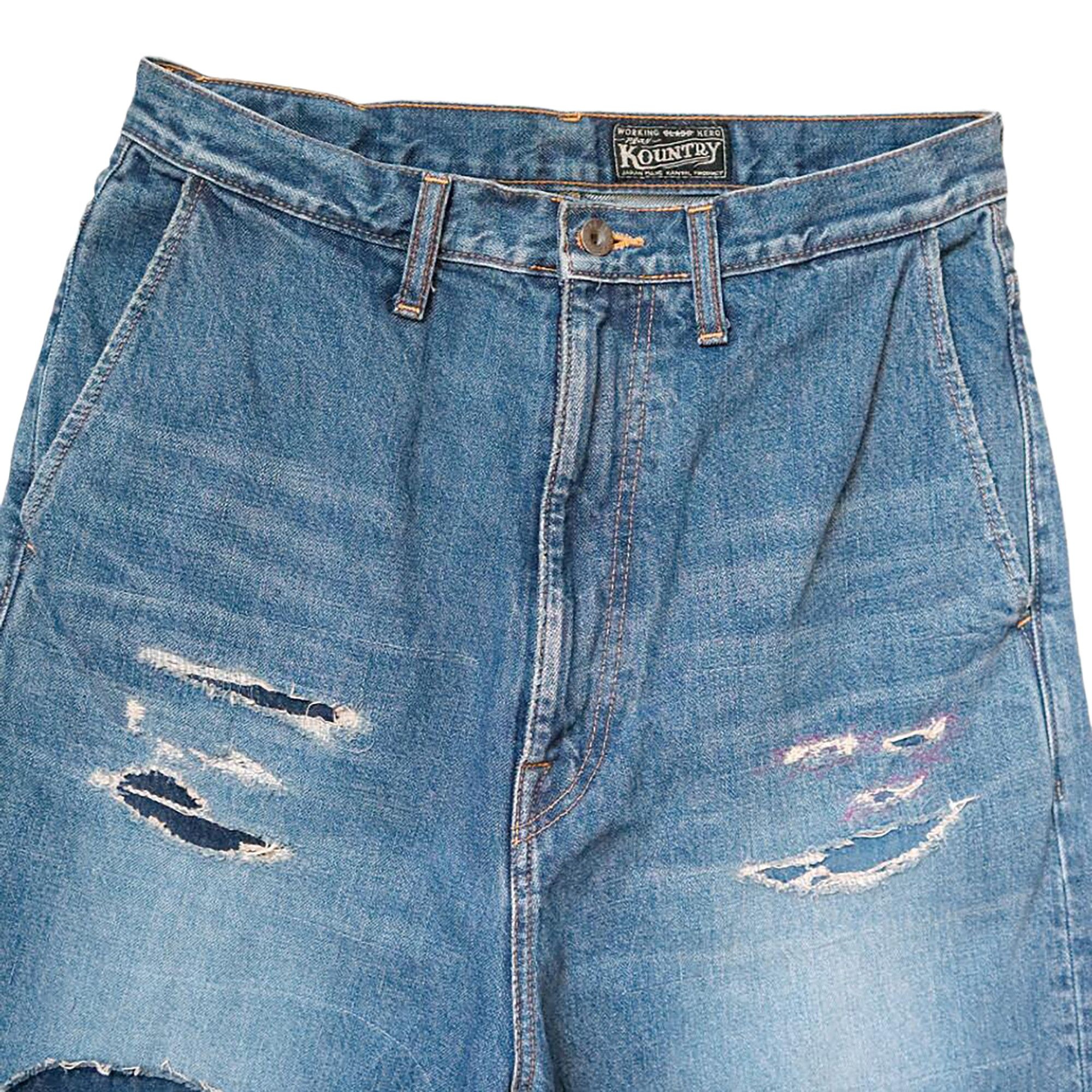 Kapital Hippie-Champetre Remake Denim Port Baggy Pants 'Indigo Processing' - 3
