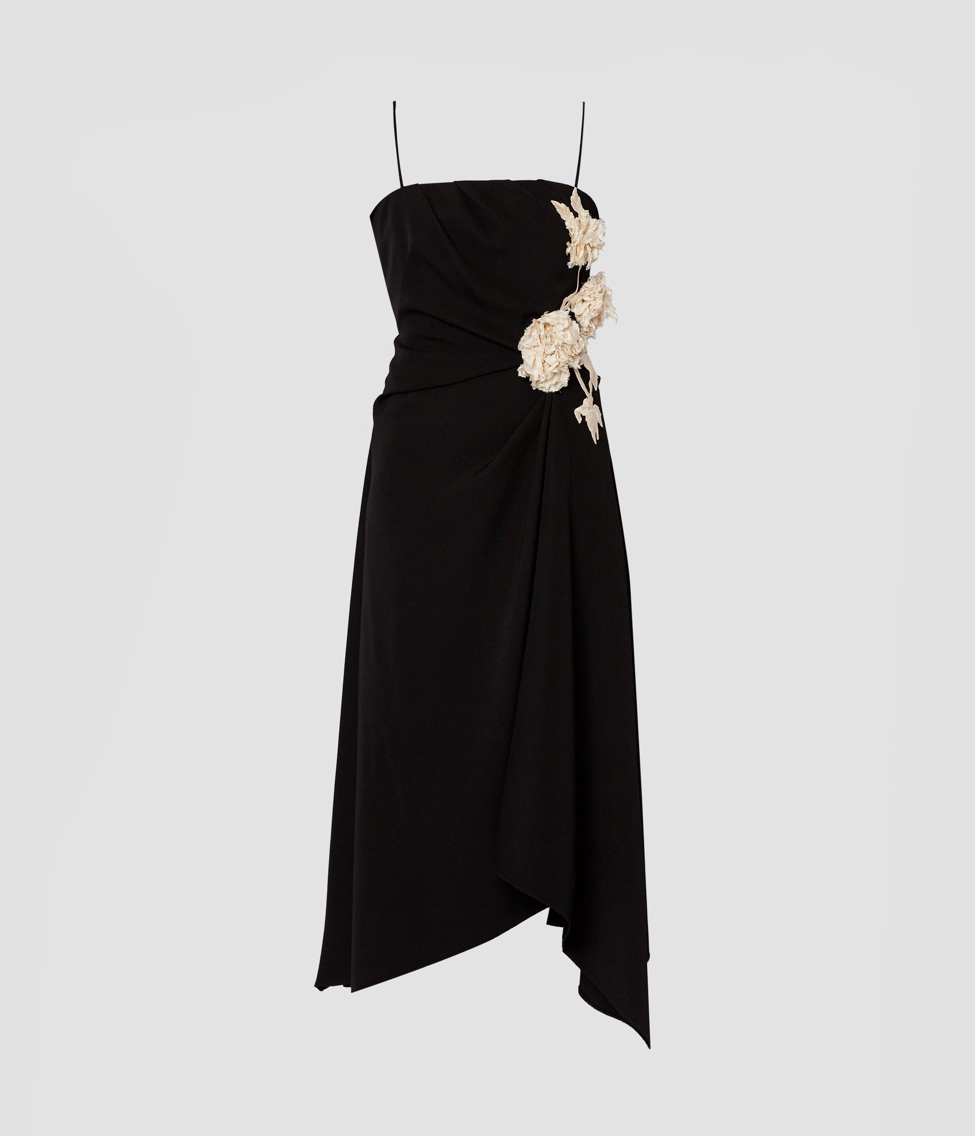 ASYMMETRIC DRAPED MIDI DRESS - 1