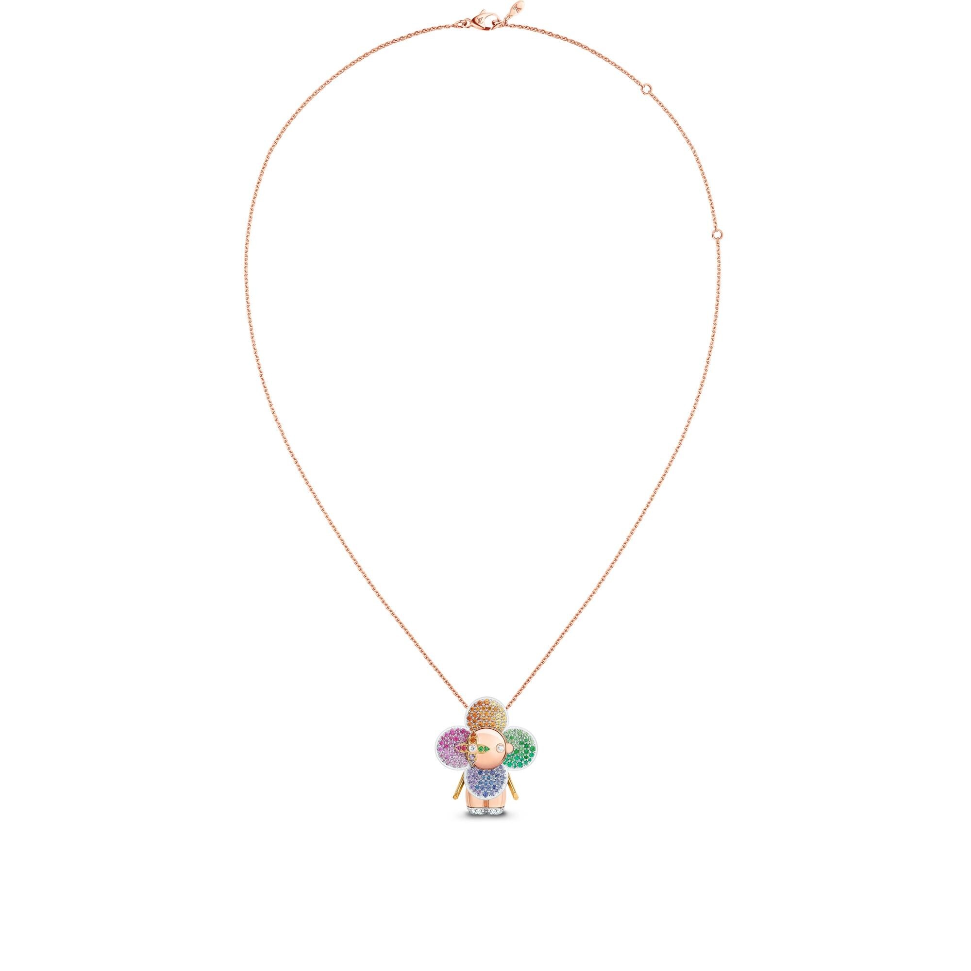 Vivienne Rainbow Pendant, 3 Golds, Diamonds & Colored Gemstones - 4