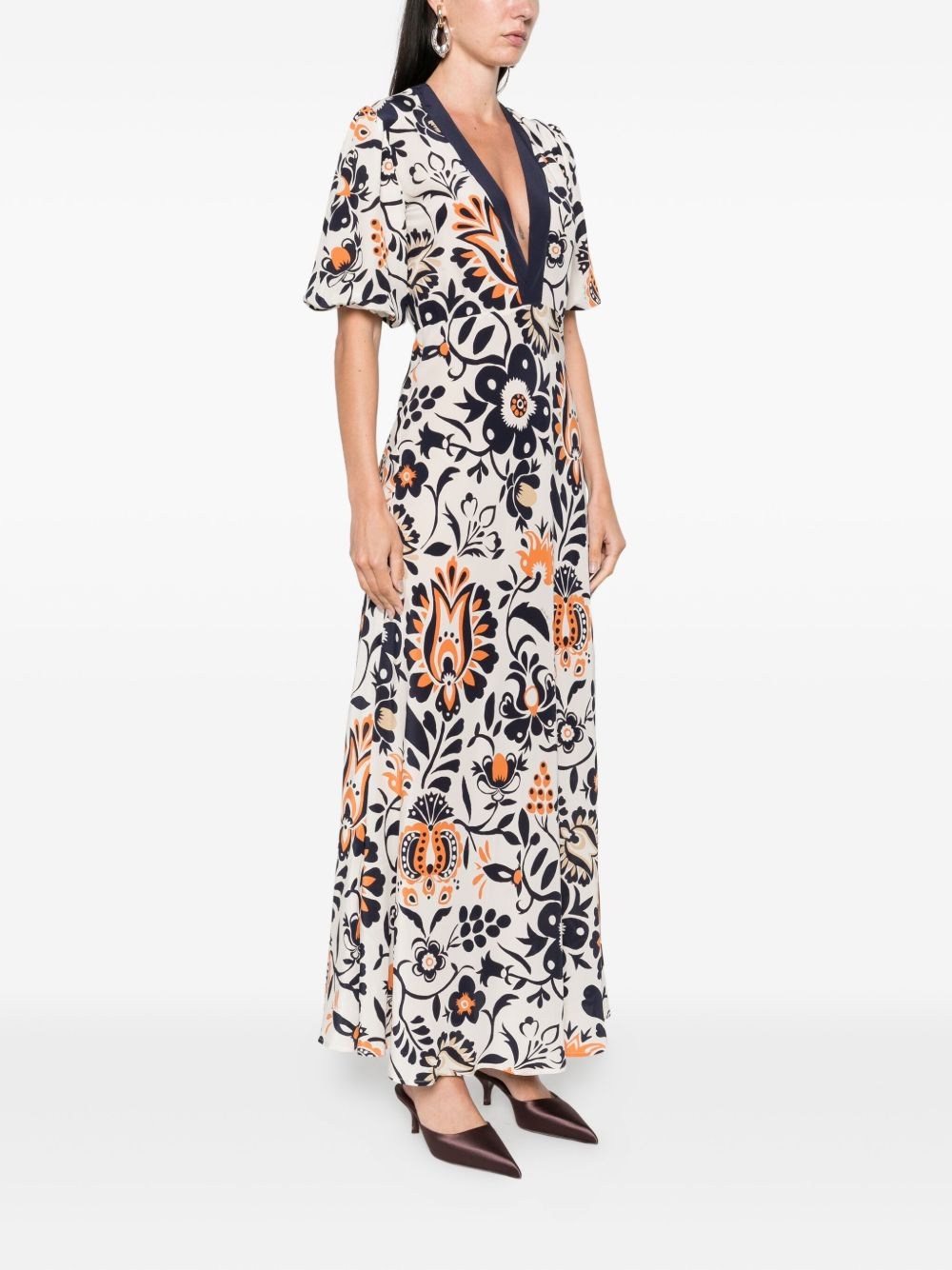 floral puff-sleeve dress - 3