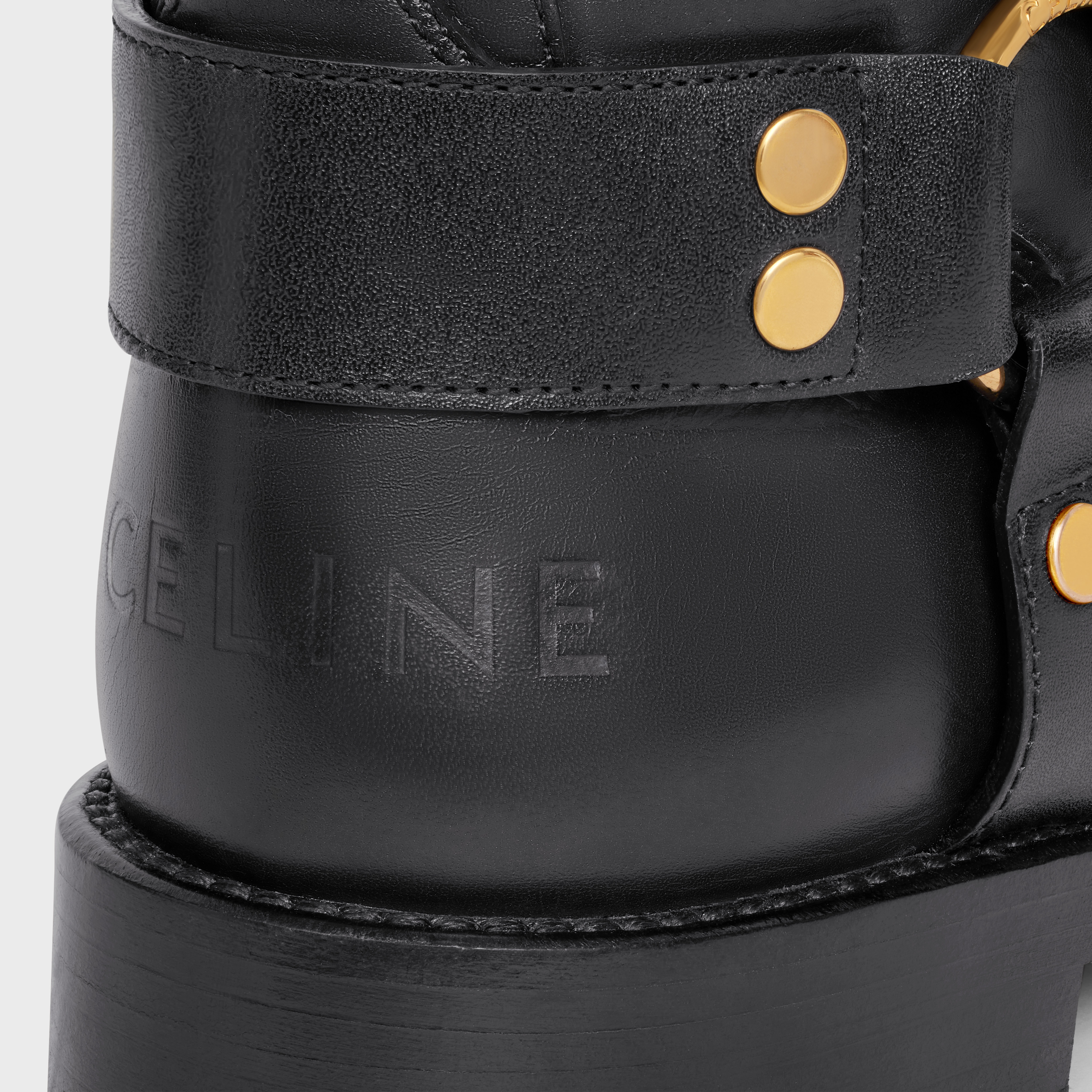 CELINE BIKER MID BOOT WITH HARNESS in CALFSKIN - VEGETAL TANNING - 5